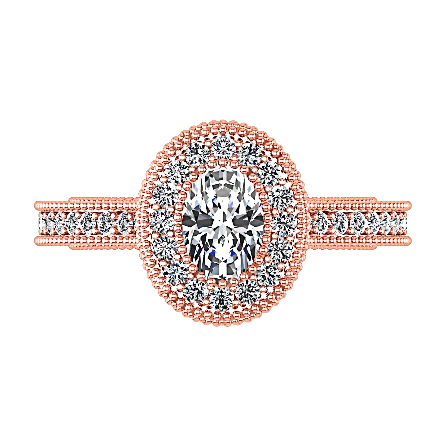 Halo Diamond Oval Engagement Ring Hannah 14K Rose Gold - Image 4