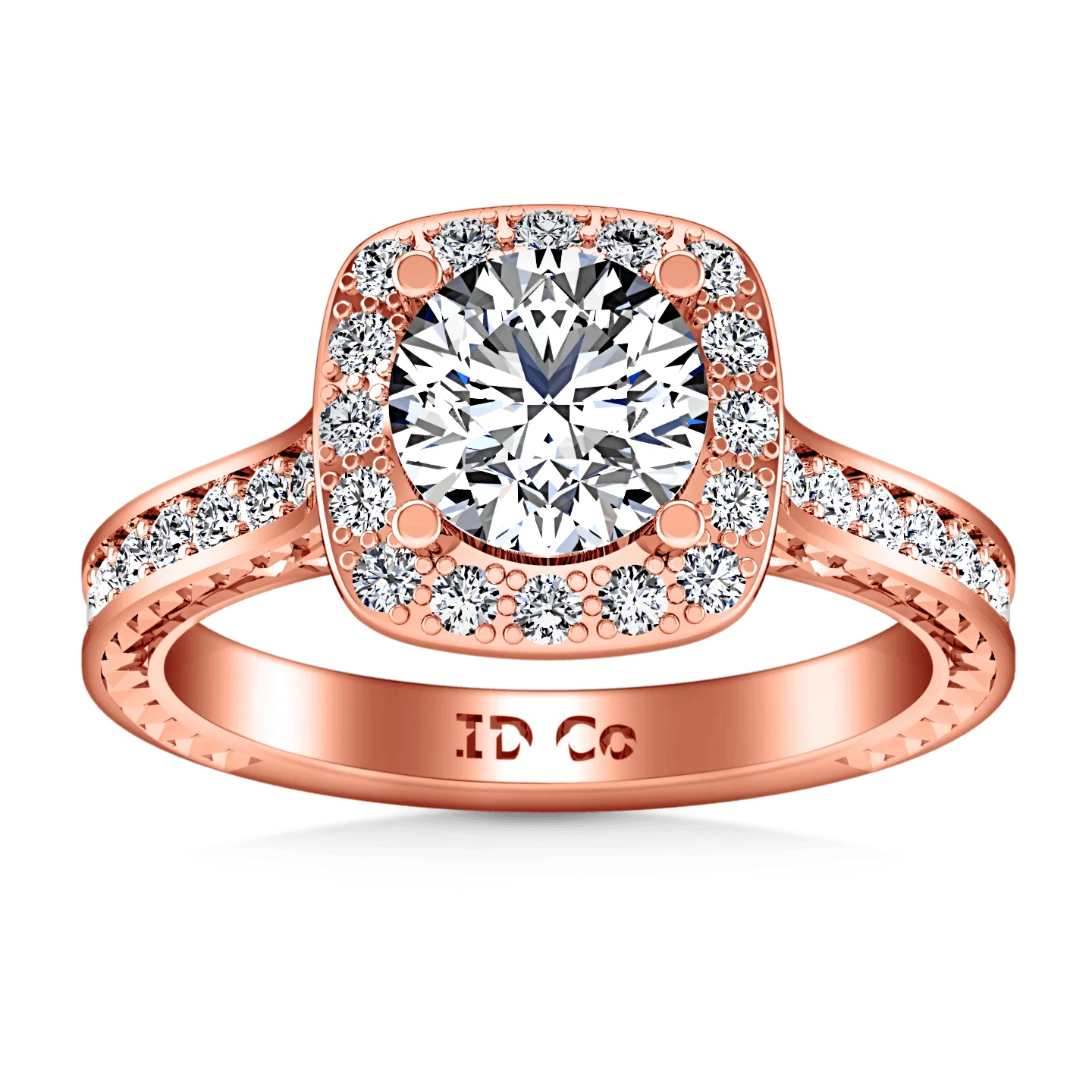 Halo Diamond Engagement Ring Heather 14K Rose Gold