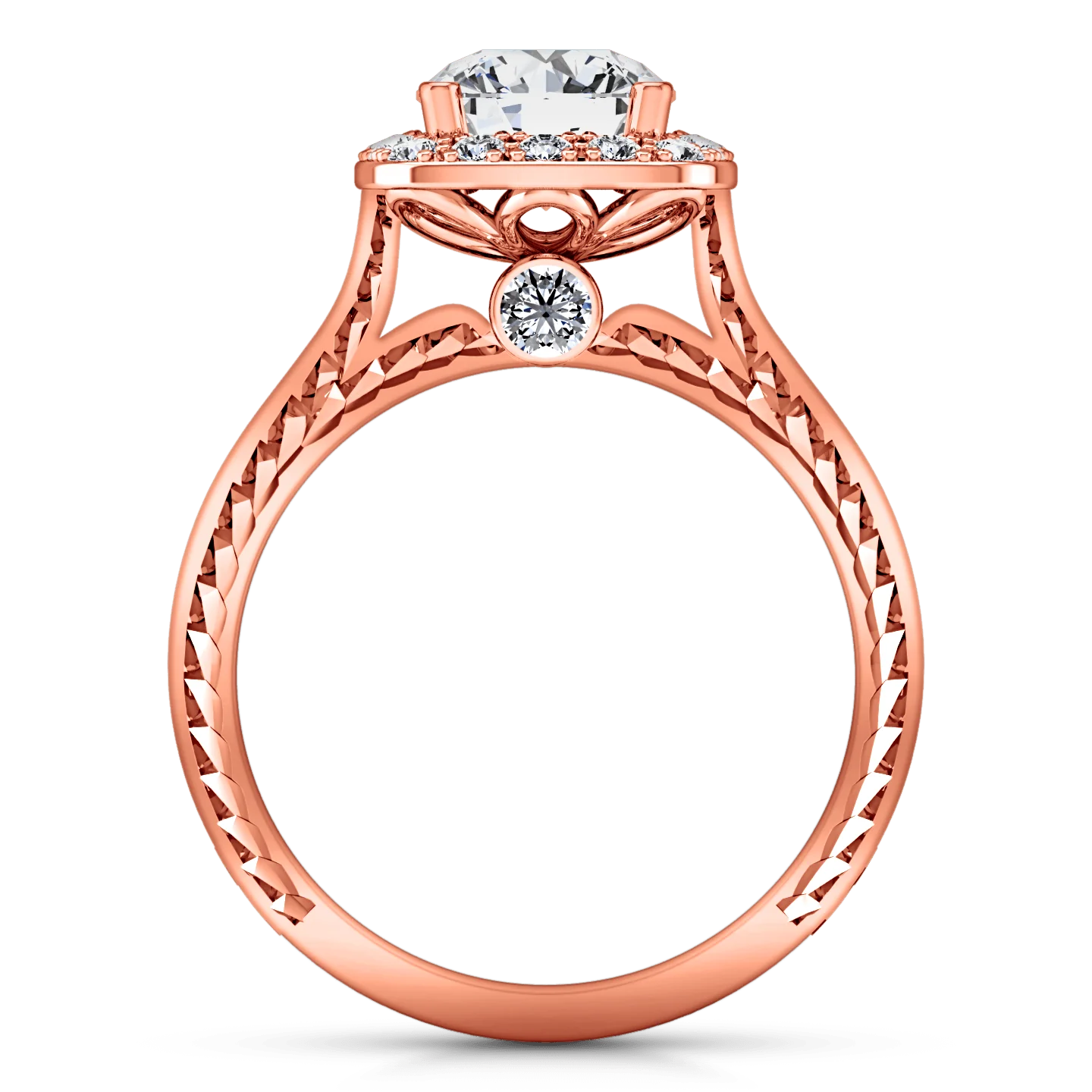 Halo Diamond Engagement Ring Heather 14K Rose Gold - Image 3