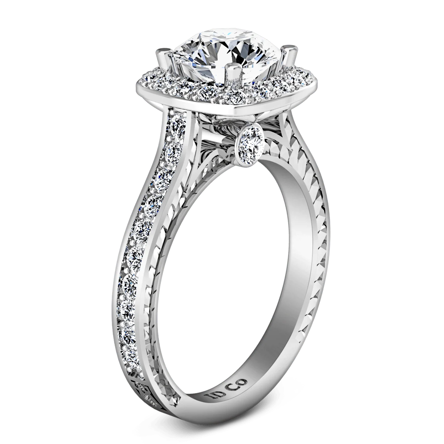 Round Diamond Halo Engagement Ring Heather 14K White Gold - Image 2