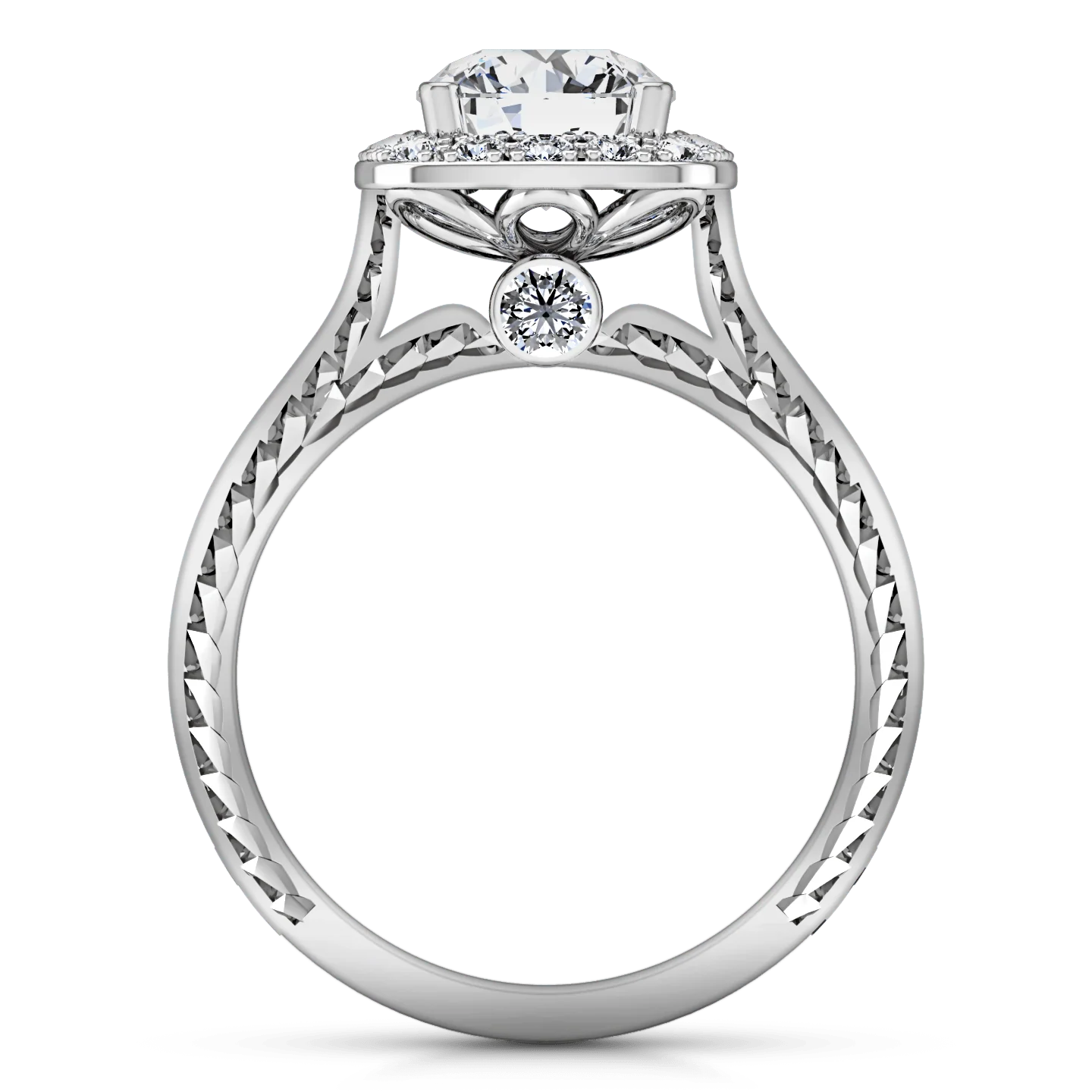 Round Diamond Halo Engagement Ring Heather 14K White Gold - Image 3