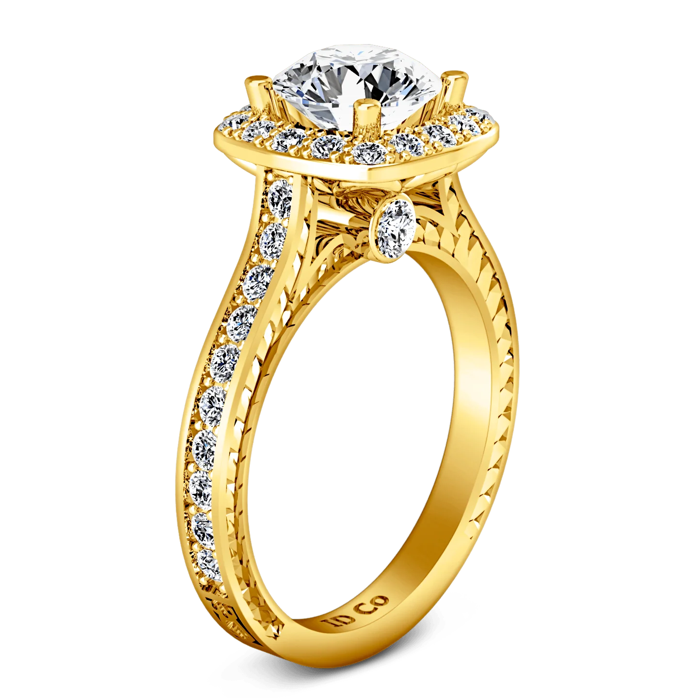 Halo Diamond Engagement Ring Heather 14K Yellow Gold - Image 2