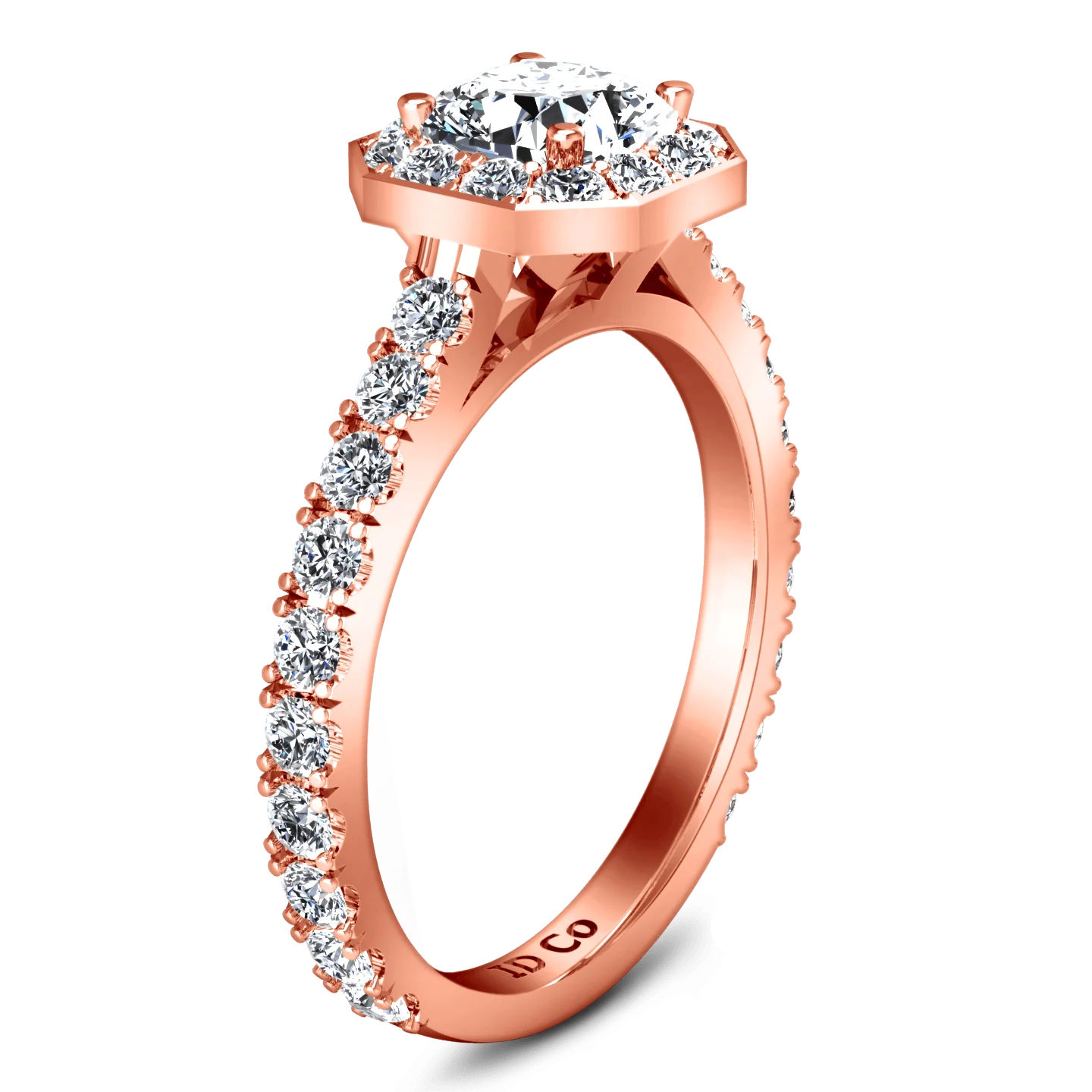 Halo Diamond Engagement Ring Irina 14K Rose Gold - Image 2