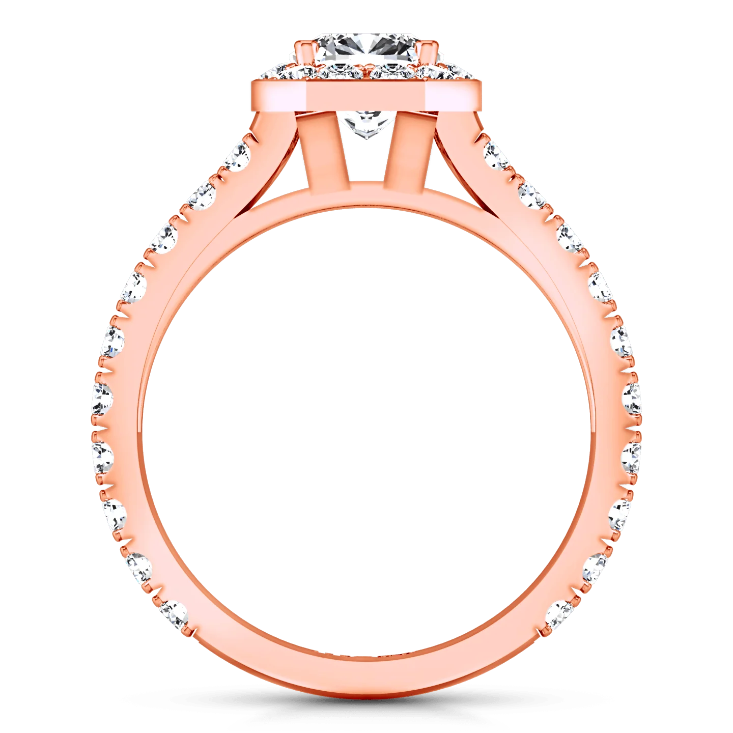 Halo Diamond Engagement Ring Irina 14K Rose Gold - Image 3