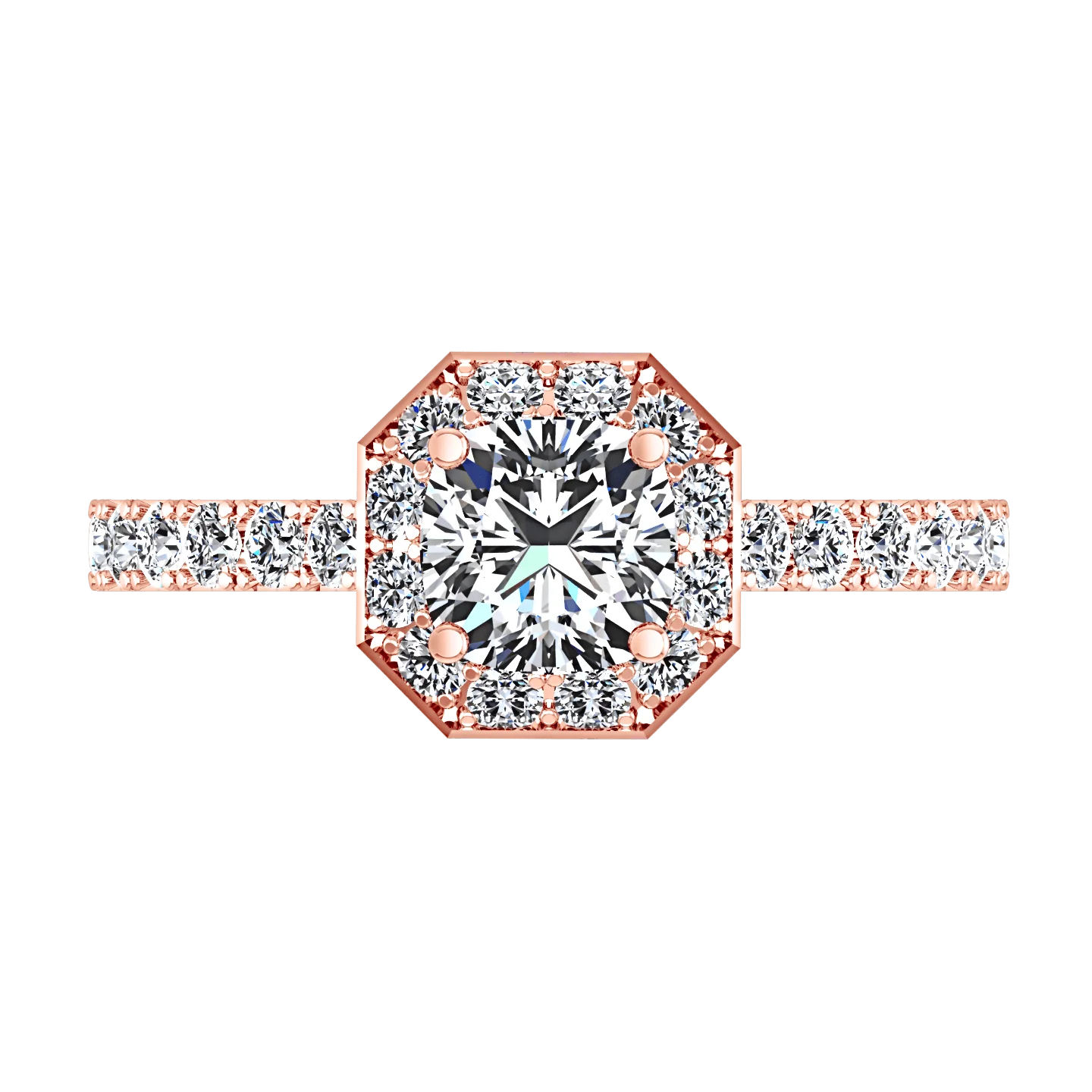 Halo Diamond Engagement Ring Irina 14K Rose Gold - Image 4