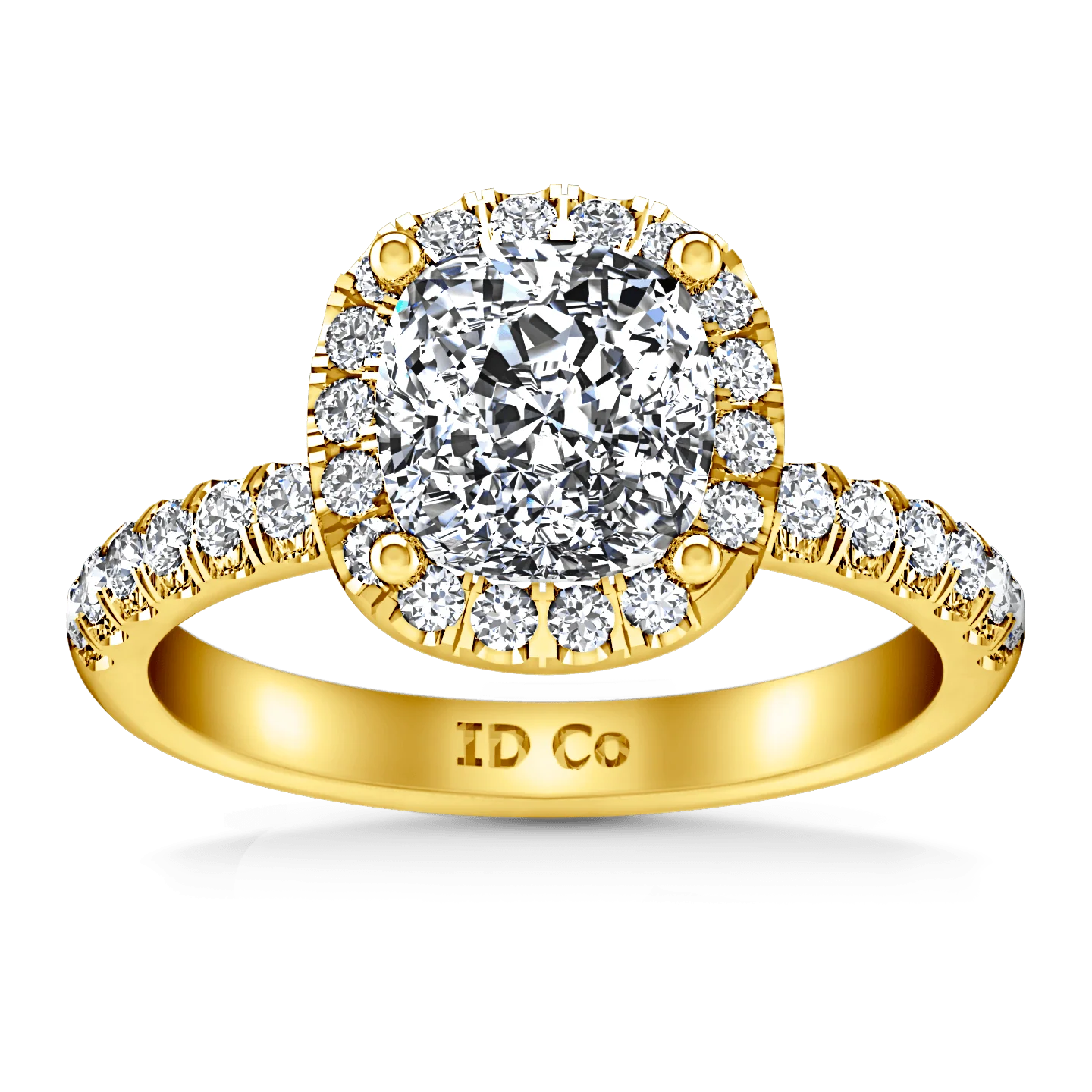 Halo Diamond Cushion Cut Engagement Ring Jessica 14K Yellow Gold