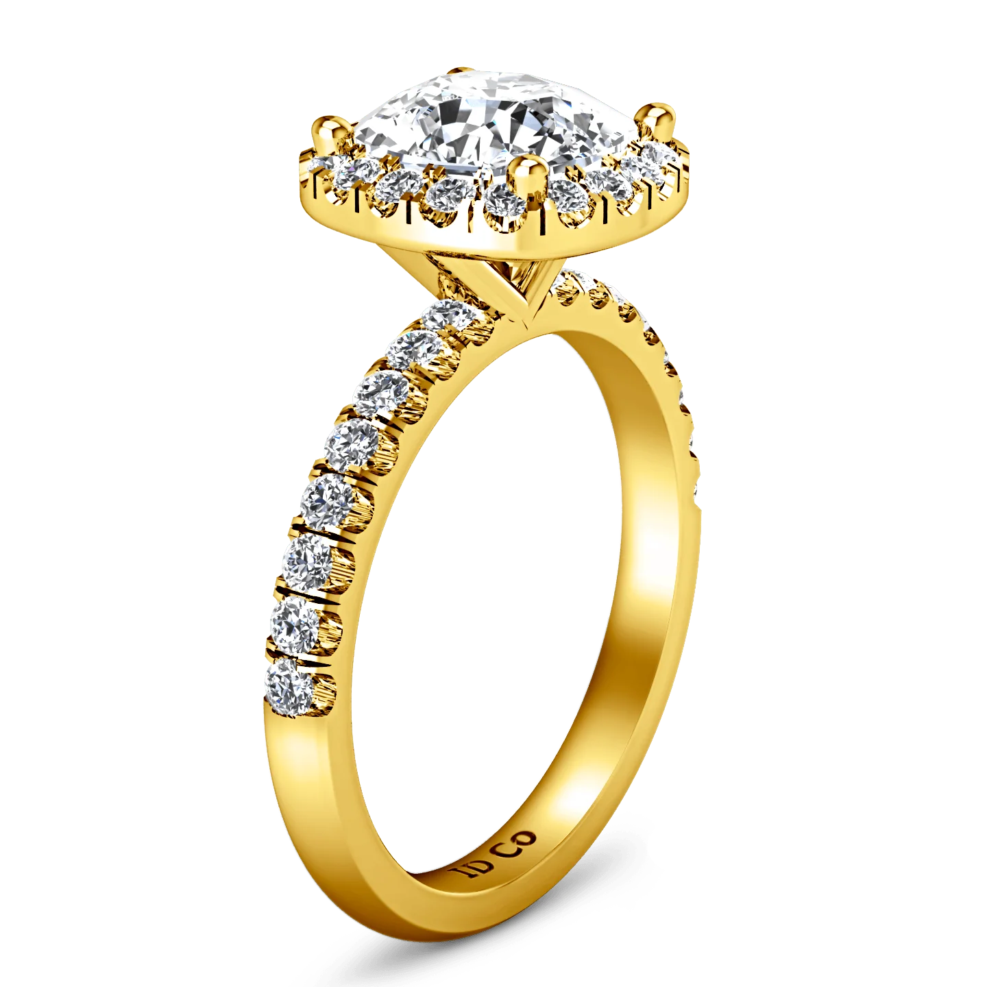 Halo Diamond Cushion Cut Engagement Ring Jessica 14K Yellow Gold - Image 2