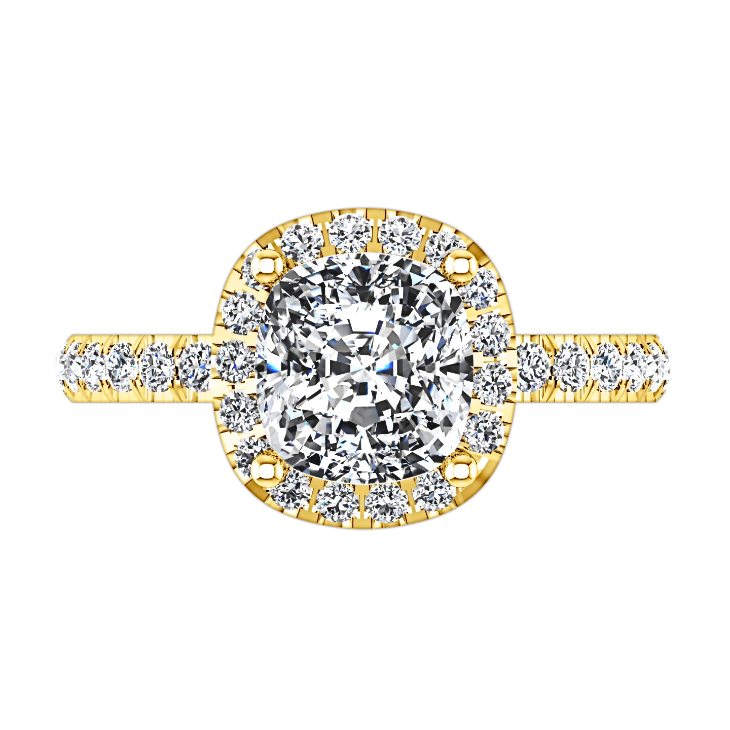 Halo Diamond Cushion Cut Engagement Ring Jessica 14K Yellow Gold - Image 4