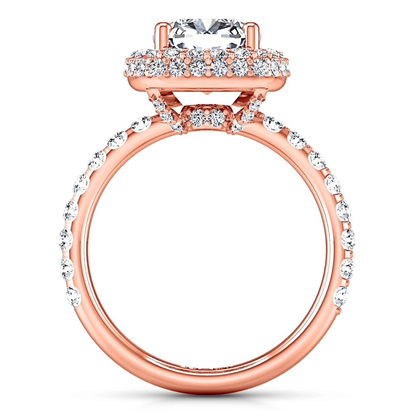 Halo Diamond Cushion Cut Engagement Ring Kristine 14K Rose Gold - Image 3