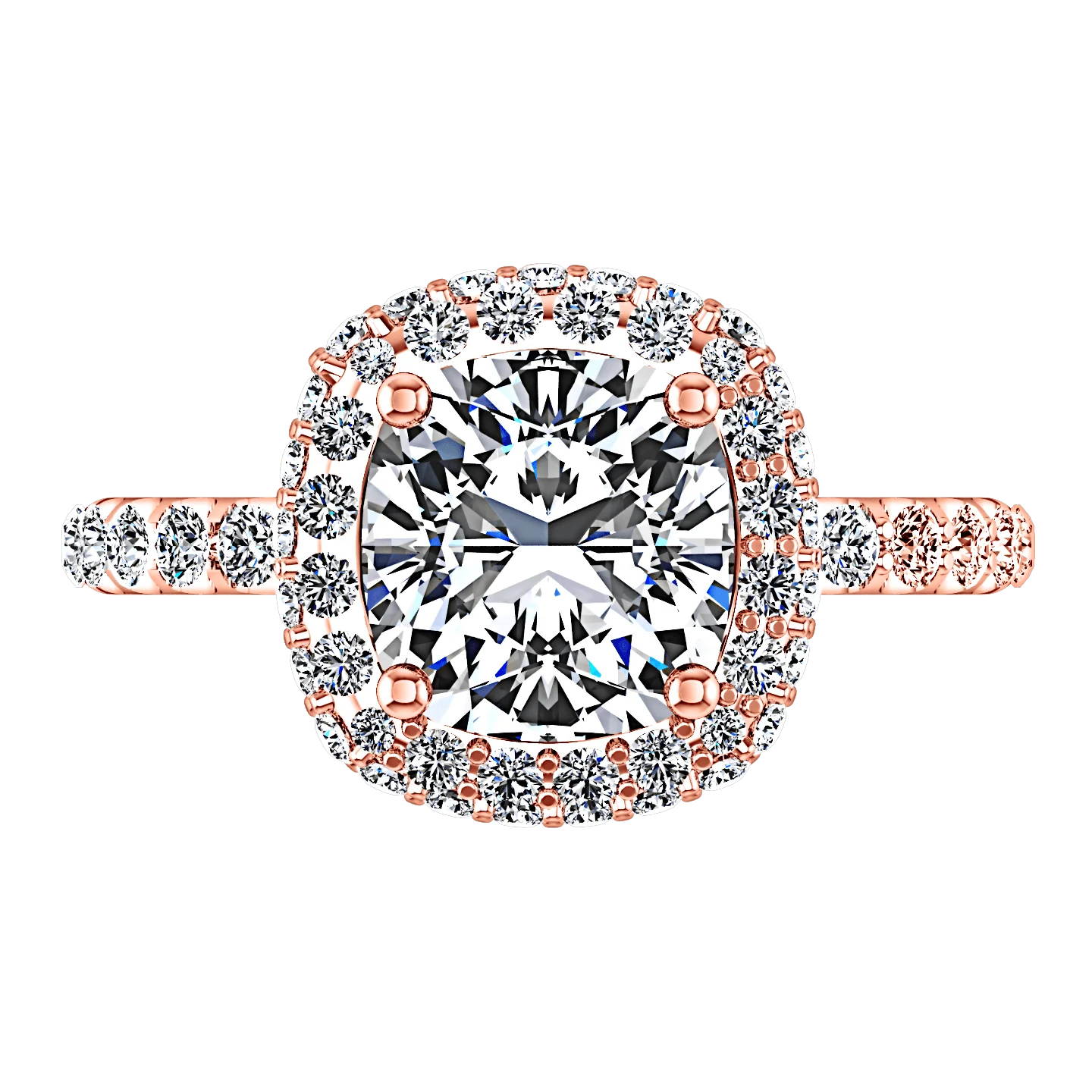 Halo Diamond Cushion Cut Engagement Ring Kristine 14K Rose Gold - Image 4