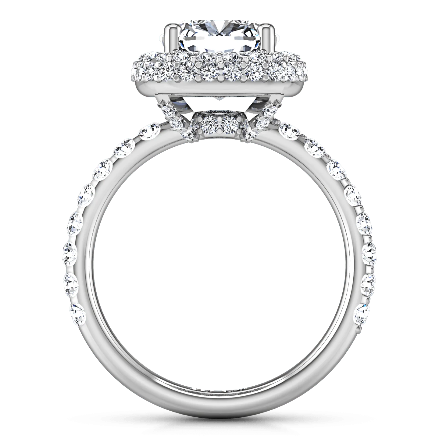 Halo Cushion Cut Diamond Engagement Ring Kristine 14K White Gold - Image 3