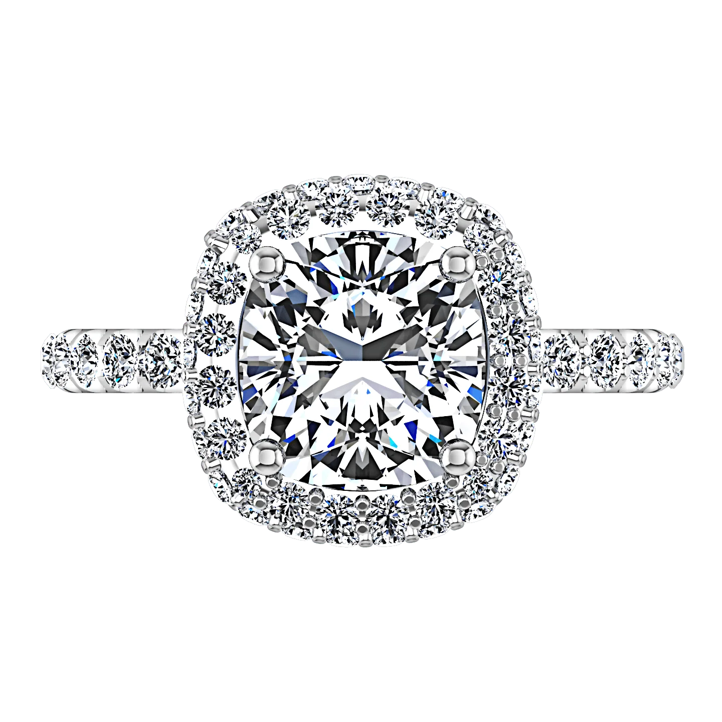 Halo Cushion Cut Diamond Engagement Ring Kristine 14K White Gold - Image 4