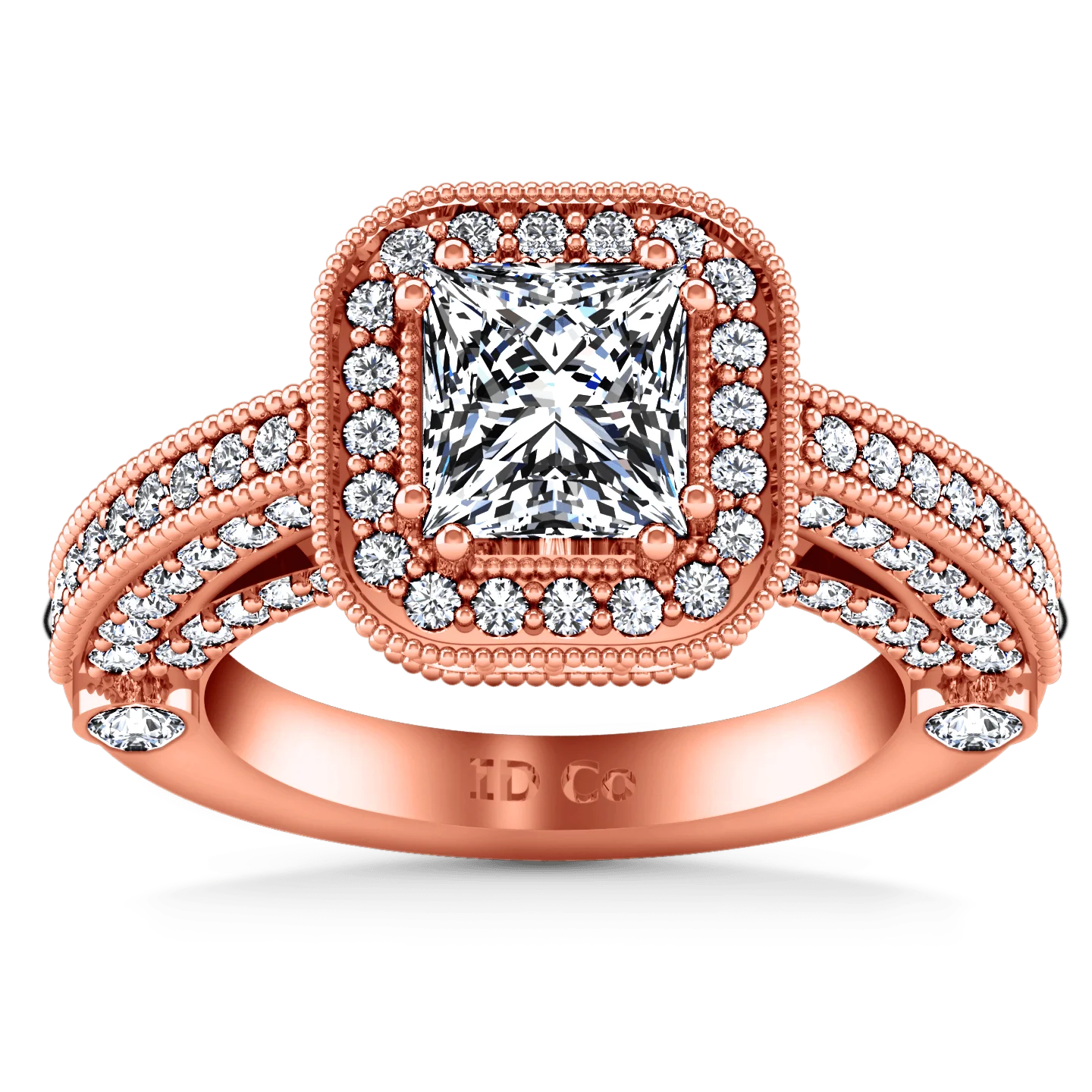 Halo Diamond Cushion Cut Engagement Ring Leilani 14K Rose Gold