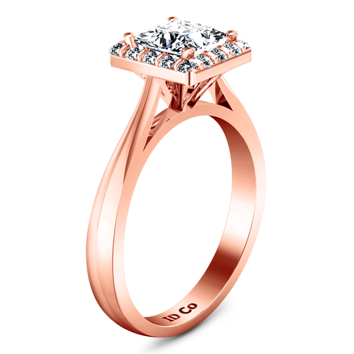 Halo Diamond Princess Cut Engagement Ring Lumiere 14K Rose Gold - Image 2