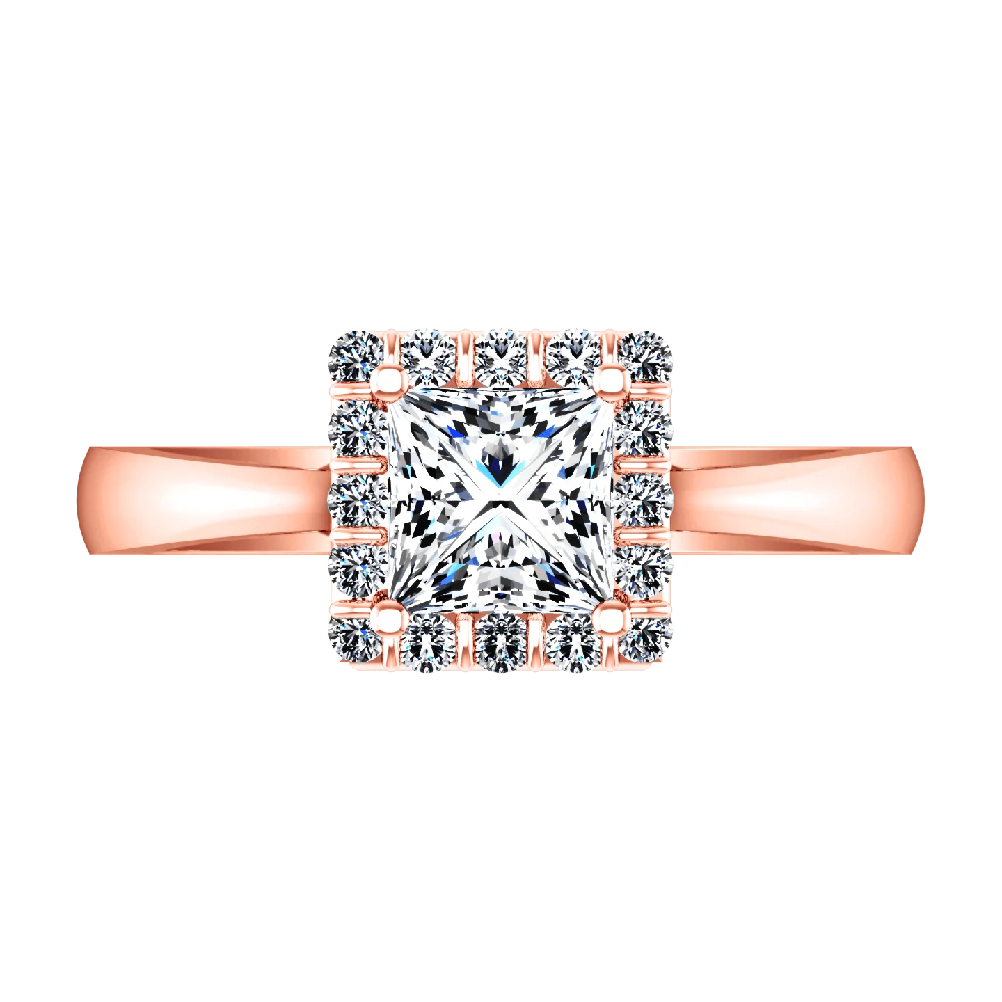 Halo Diamond Princess Cut Engagement Ring Lumiere 14K Rose Gold - Image 3