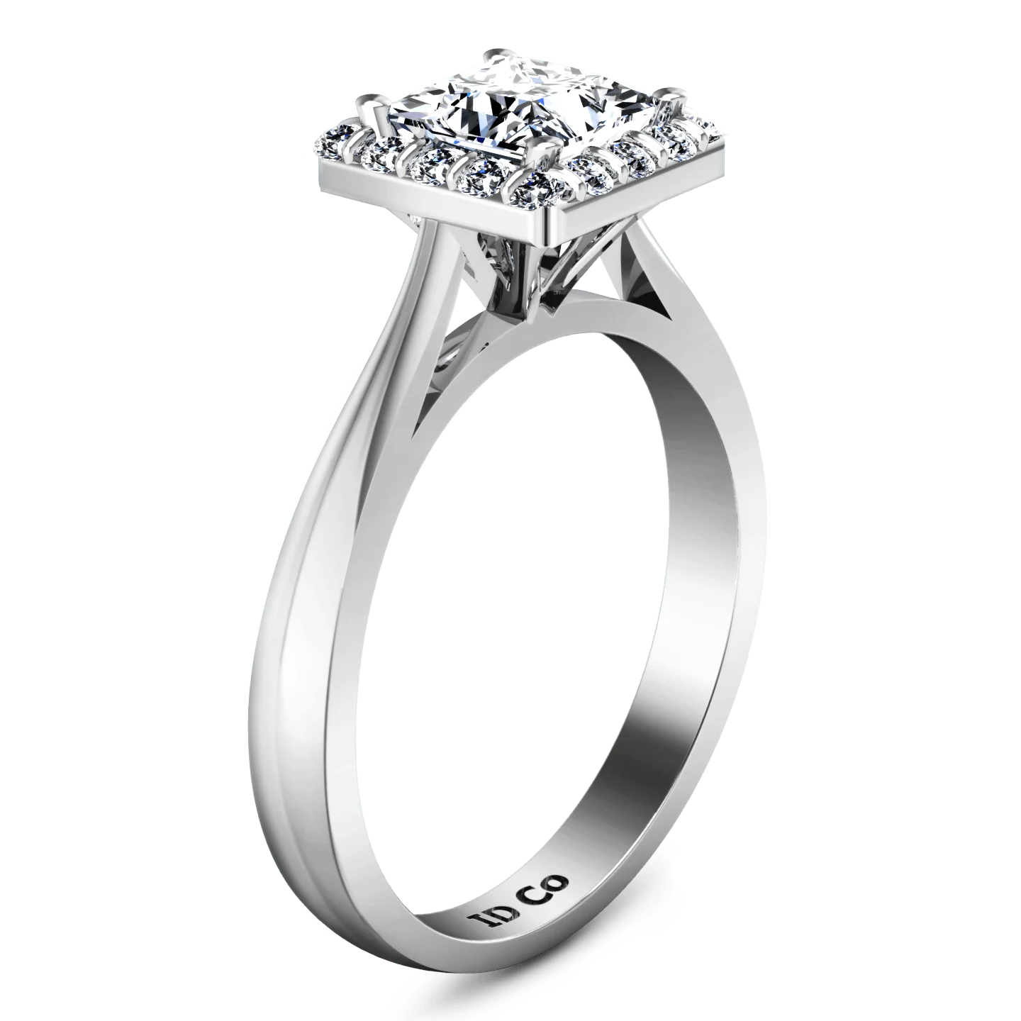 Halo Princess Cut Diamond Engagement Ring Lumiere 14K White Gold - Image 2