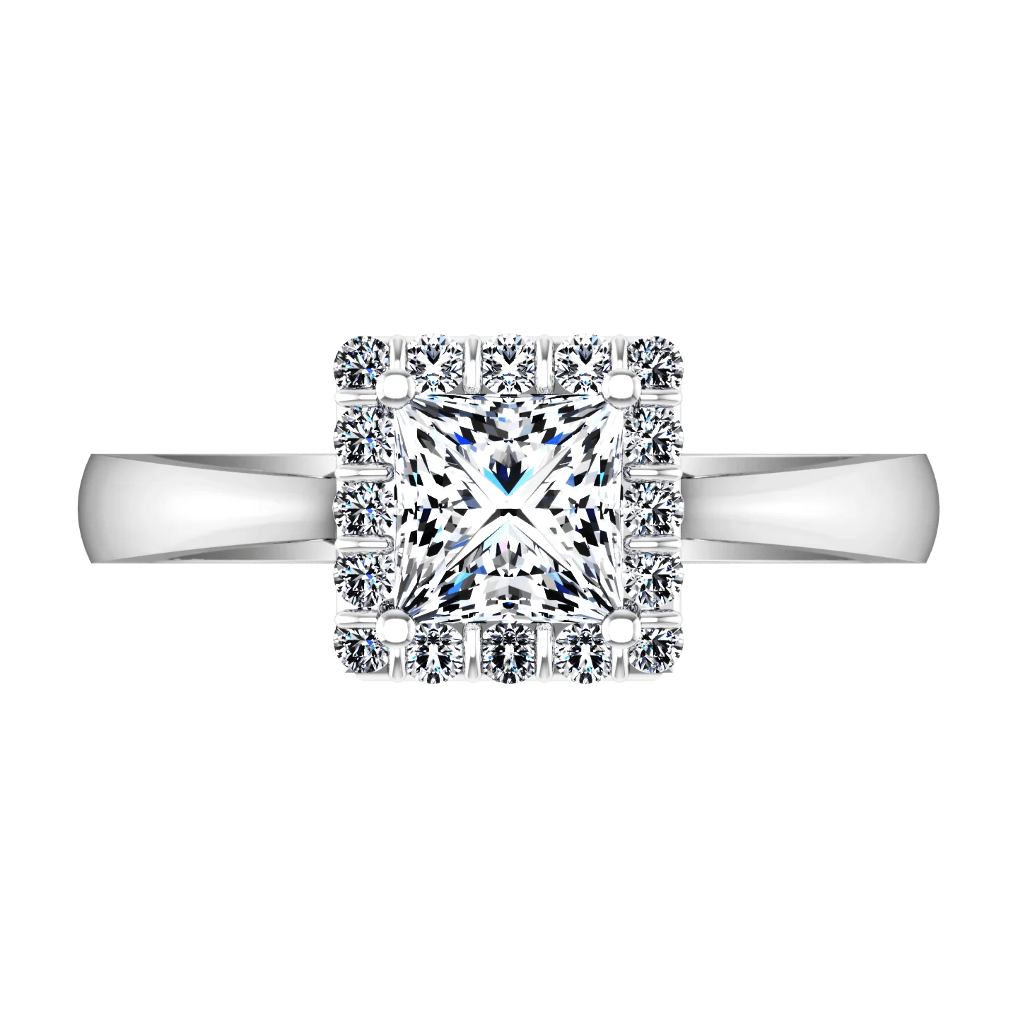 Halo Princess Cut Diamond Engagement Ring Lumiere 14K White Gold - Image 3