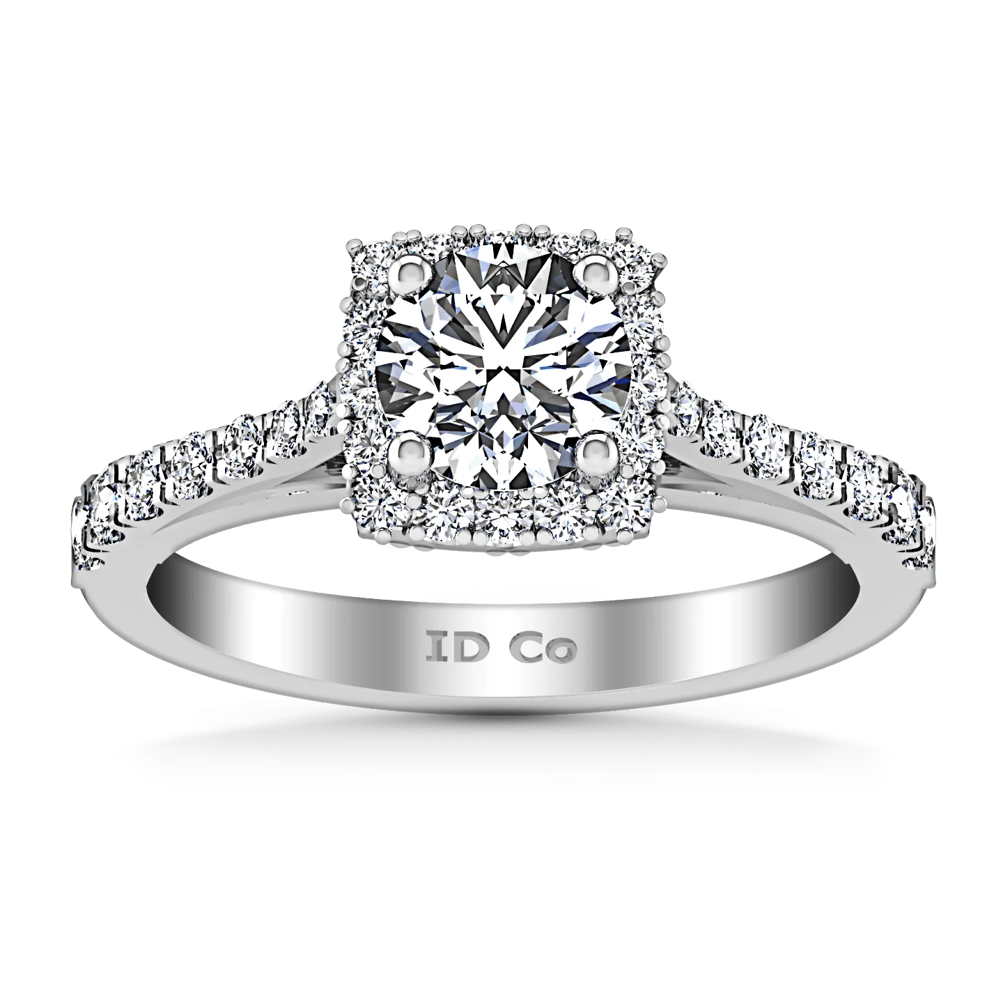Round Diamond Halo Engagement Ring Mallory 14K White Gold