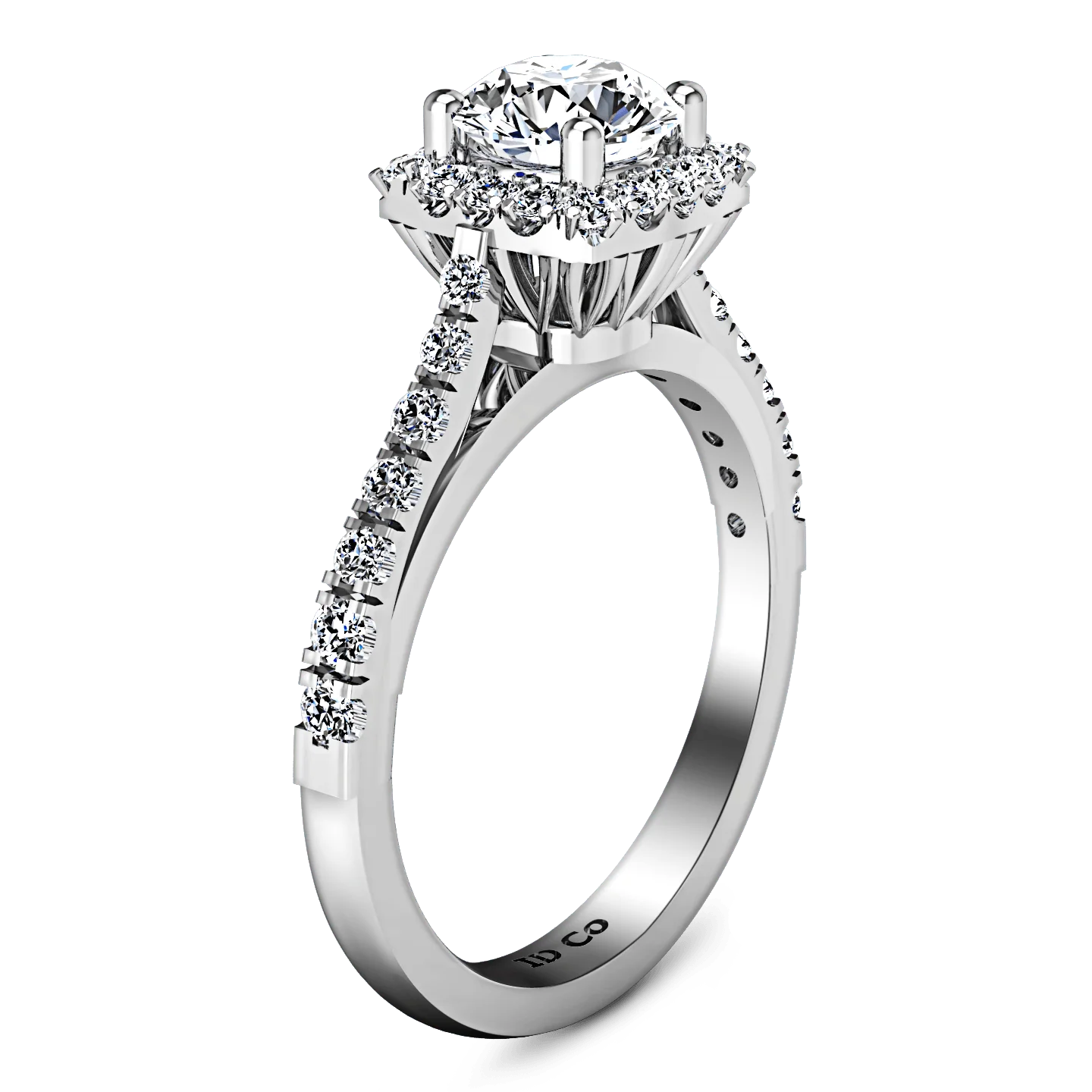 Round Diamond Halo Engagement Ring Mallory 14K White Gold - Image 2