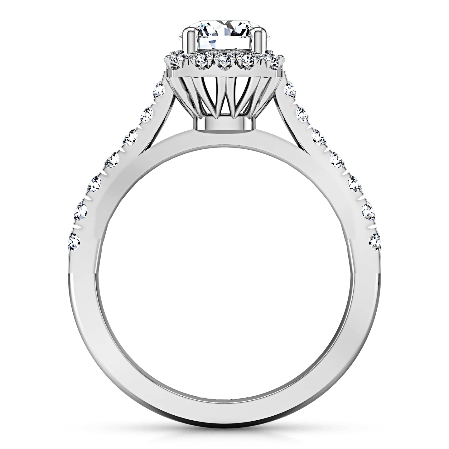 Round Diamond Halo Engagement Ring Mallory 14K White Gold - Image 3