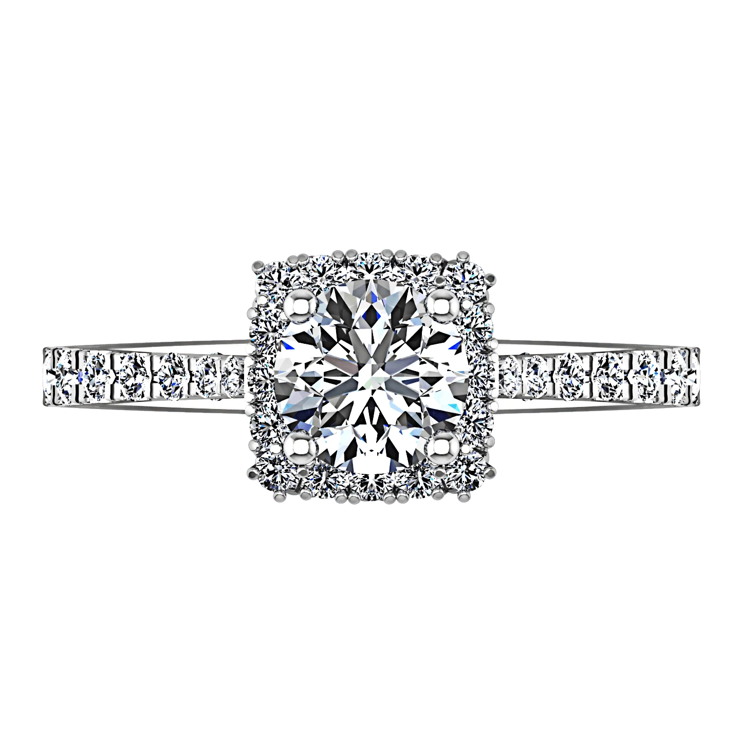 Round Diamond Halo Engagement Ring Mallory 14K White Gold - Image 4