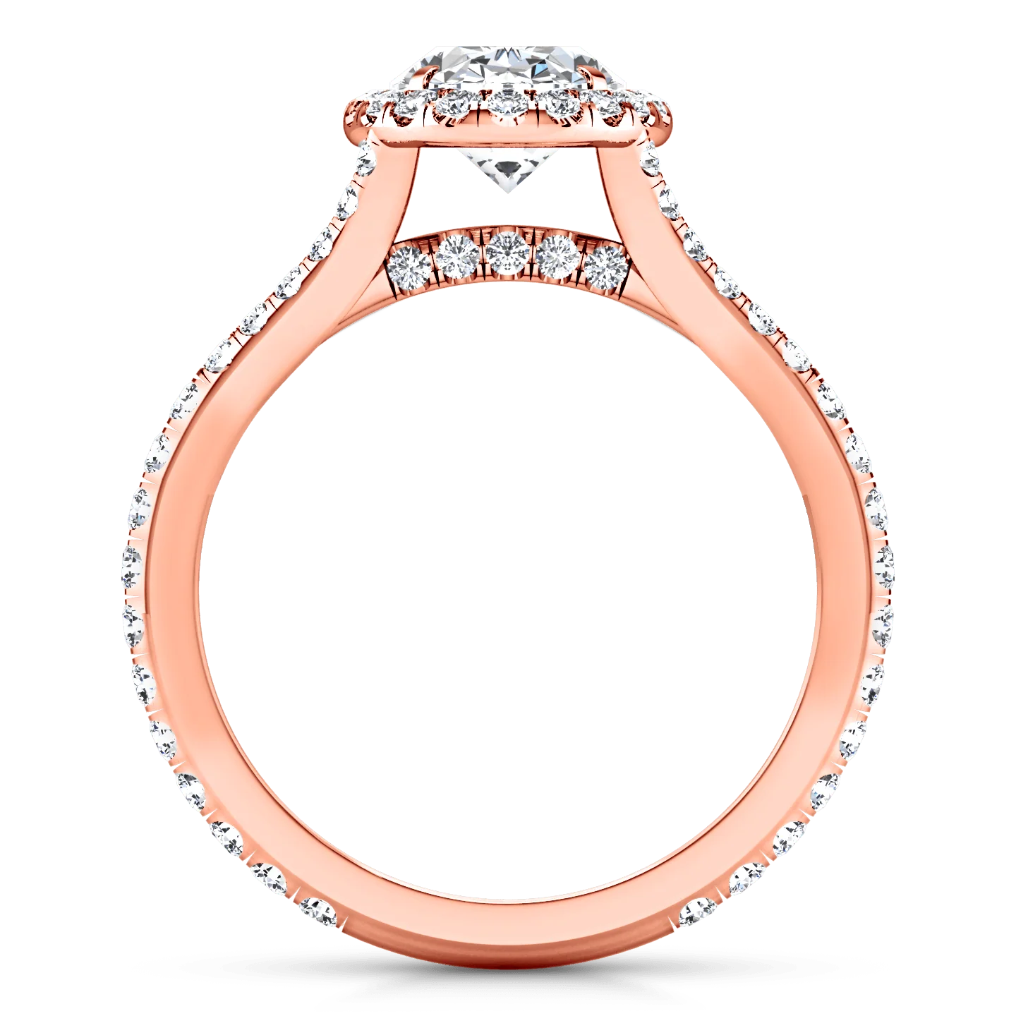 Halo Diamond Oval Engagement Ring Melody 14K Rose Gold - Image 3