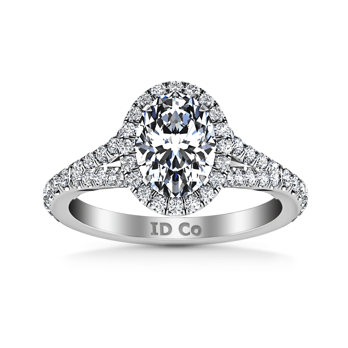 Halo Oval Diamond Engagement Ring Melody 14K White Gold