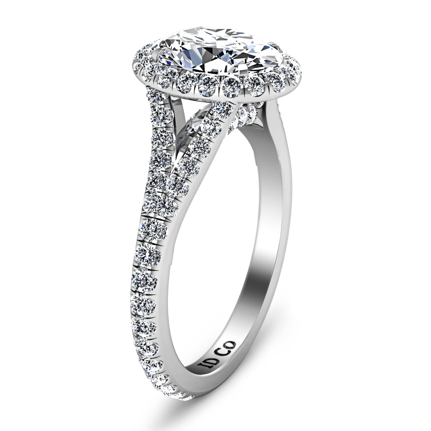 Halo Oval Diamond Engagement Ring Melody 14K White Gold - Image 2