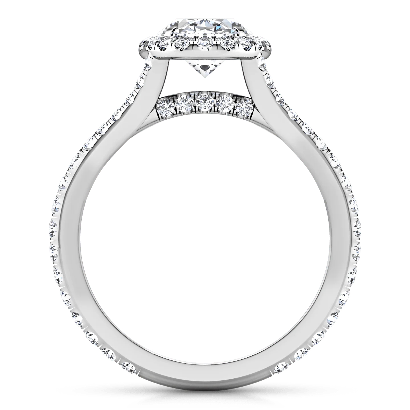 Halo Oval Diamond Engagement Ring Melody 14K White Gold - Image 3