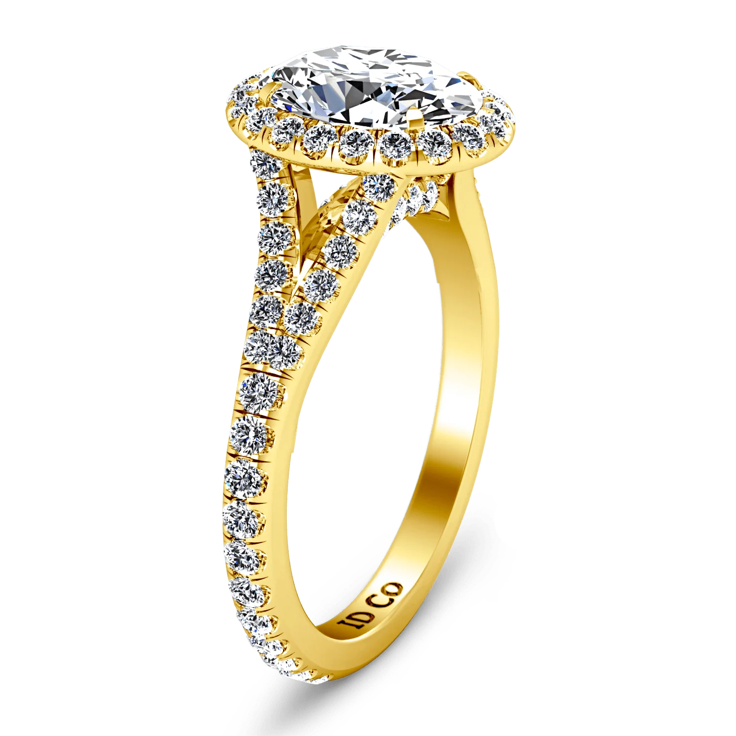 Halo Diamond Oval Engagement Ring Melody 14K Yellow Gold - Image 2