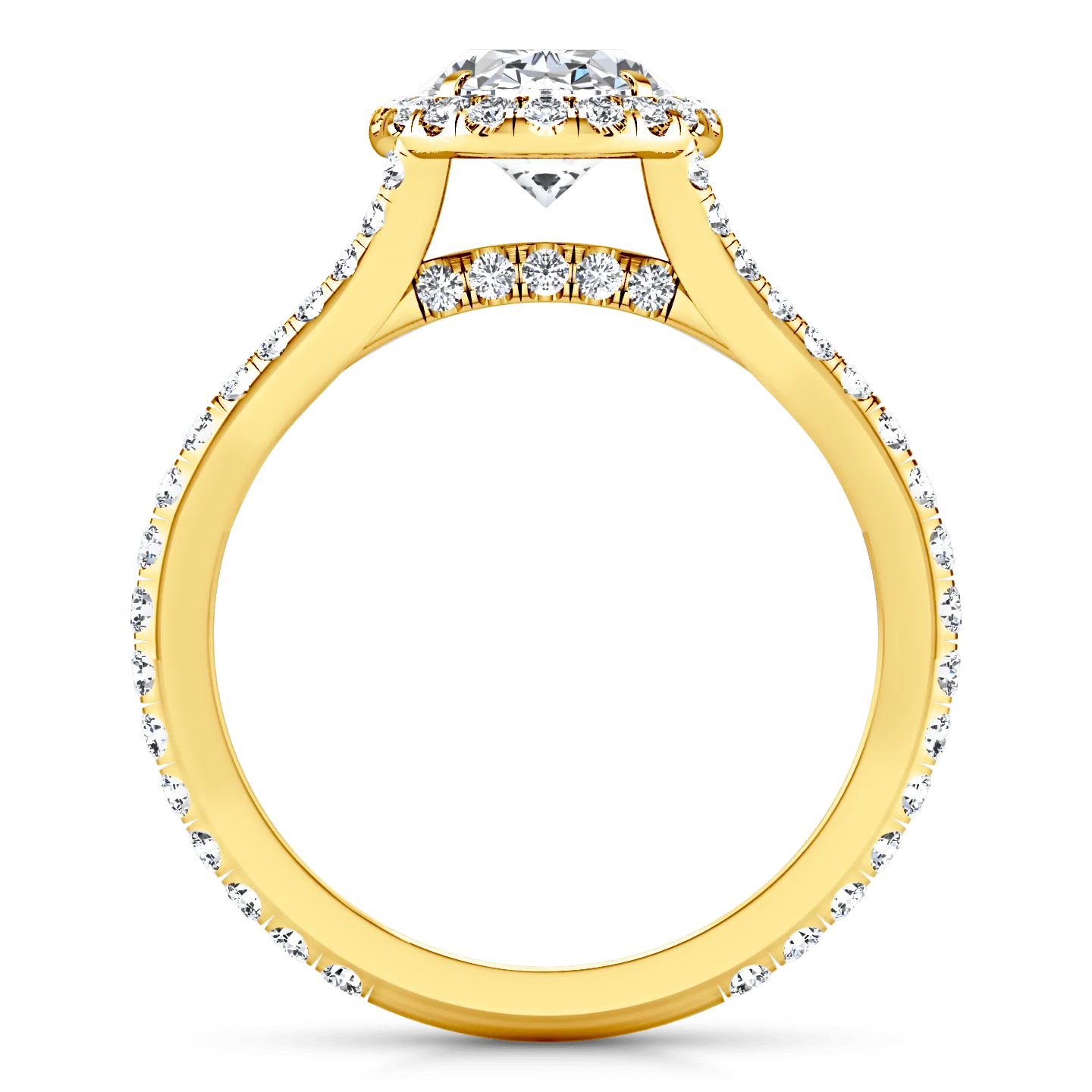 Halo Diamond Oval Engagement Ring Melody 14K Yellow Gold - Image 3