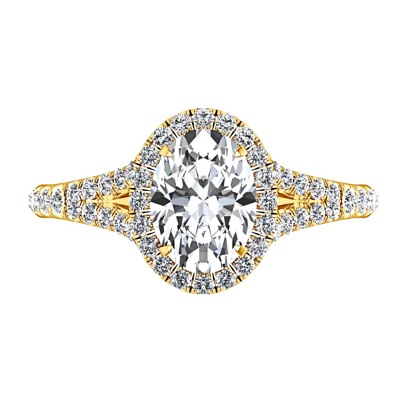 Halo Diamond Oval Engagement Ring Melody 14K Yellow Gold - Image 4