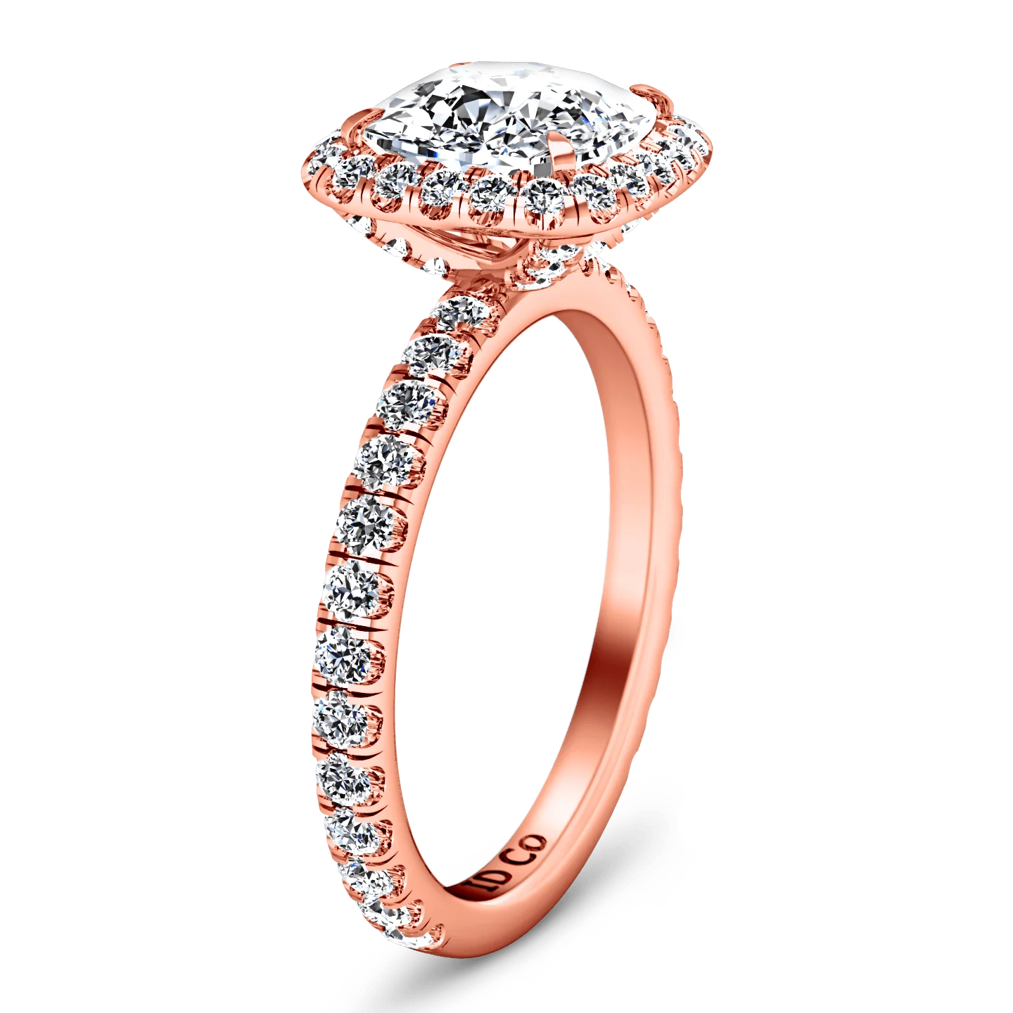 Halo Diamond Cushion Cut Engagement Ring Salice 14K Rose Gold - Image 2