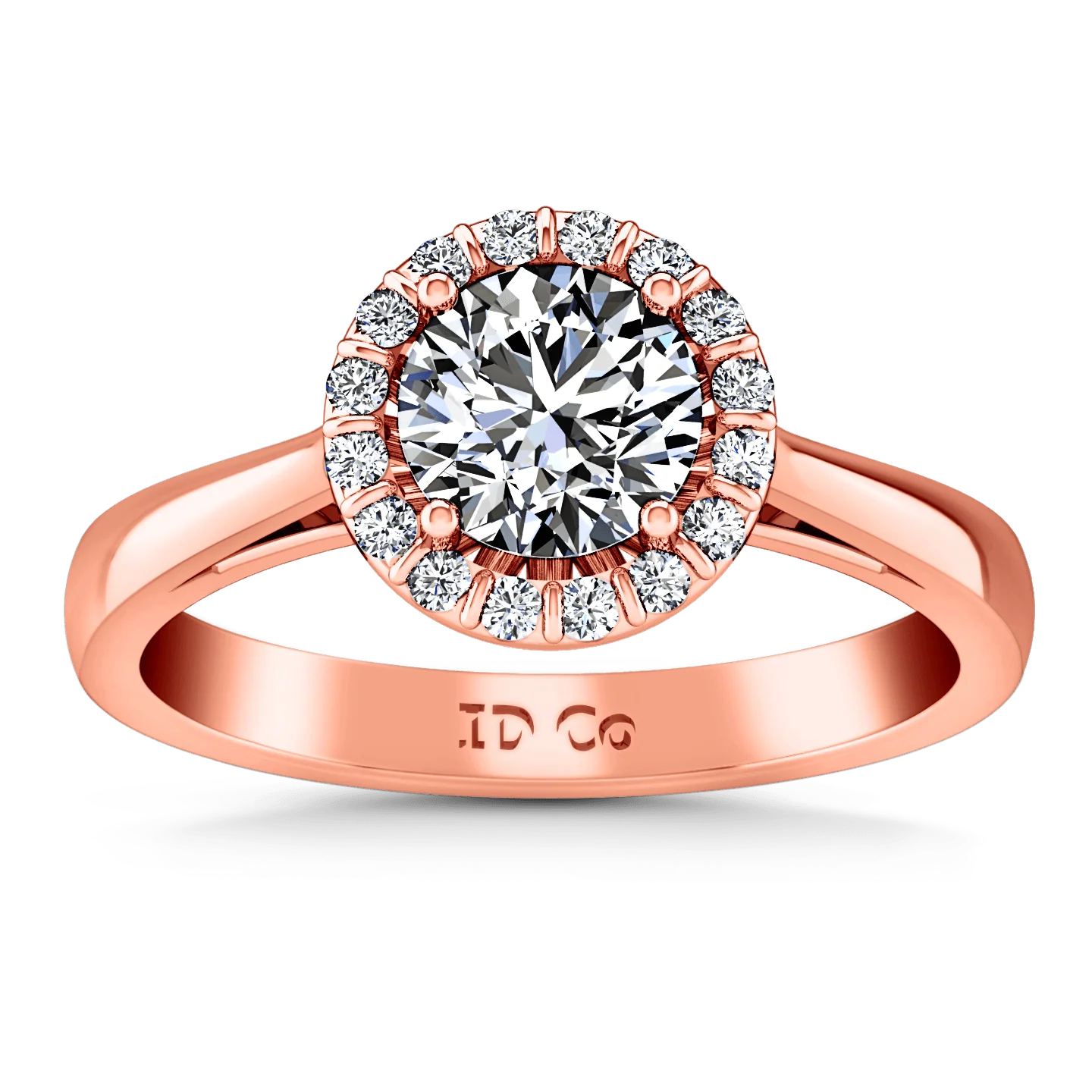 Halo Diamond Engagement Ring Soleil 14K Rose Gold