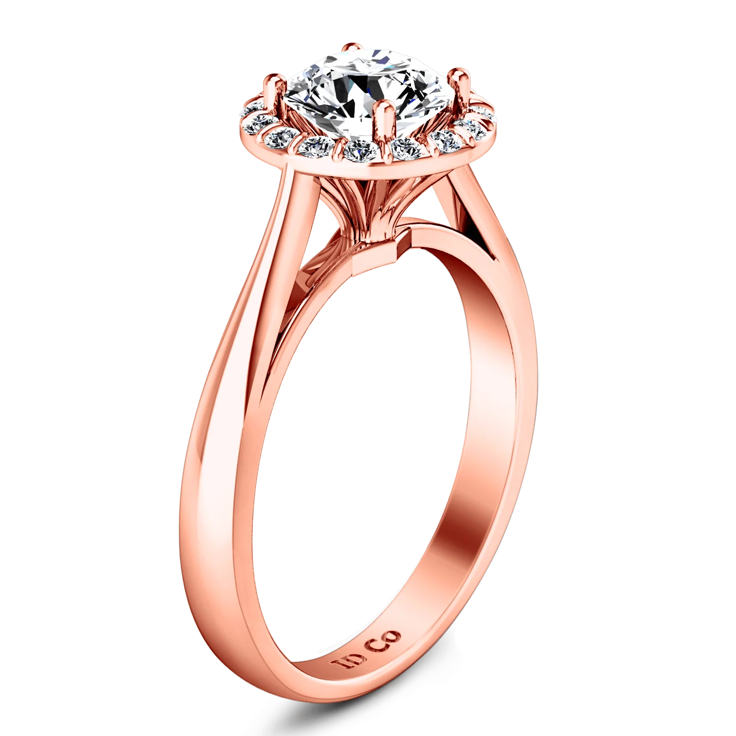 Halo Diamond Engagement Ring Soleil 14K Rose Gold - Image 2