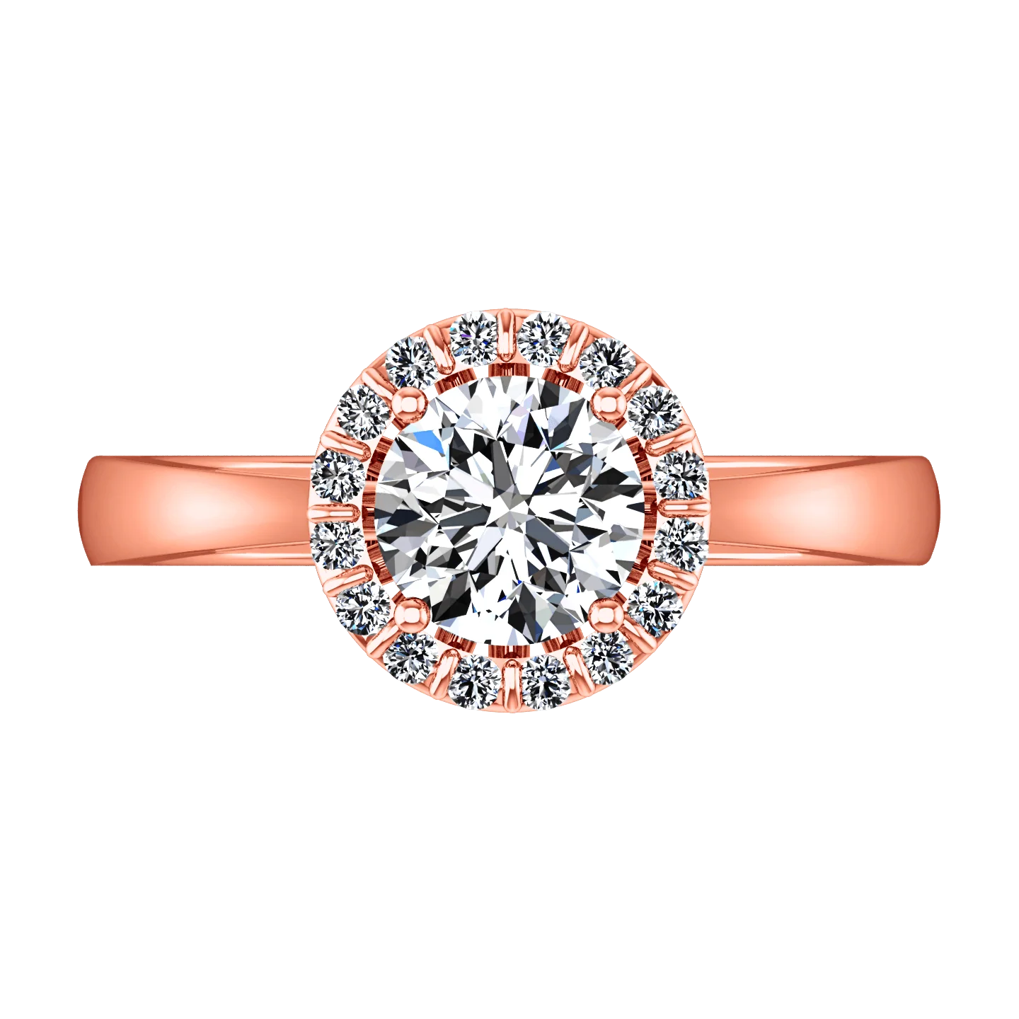 Halo Diamond Engagement Ring Soleil 14K Rose Gold - Image 3