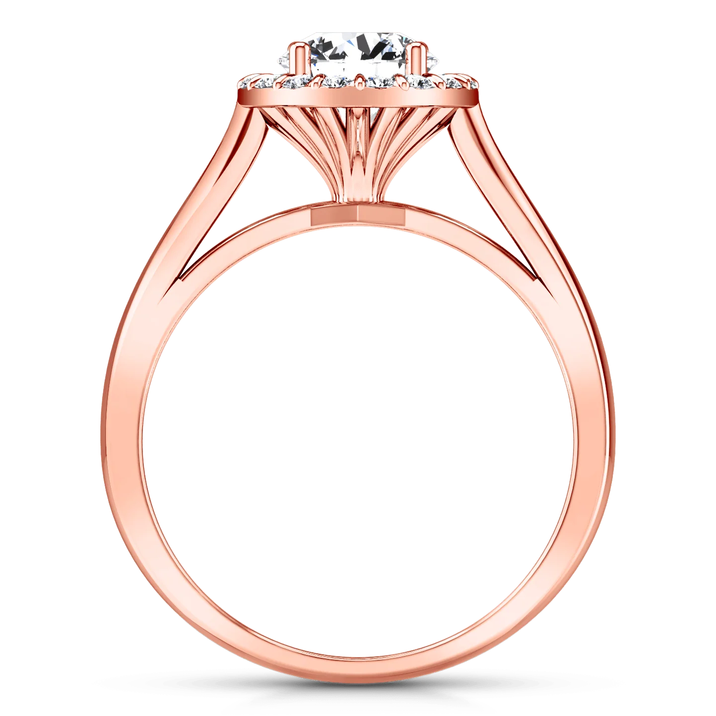 Halo Diamond Engagement Ring Soleil 14K Rose Gold - Image 4