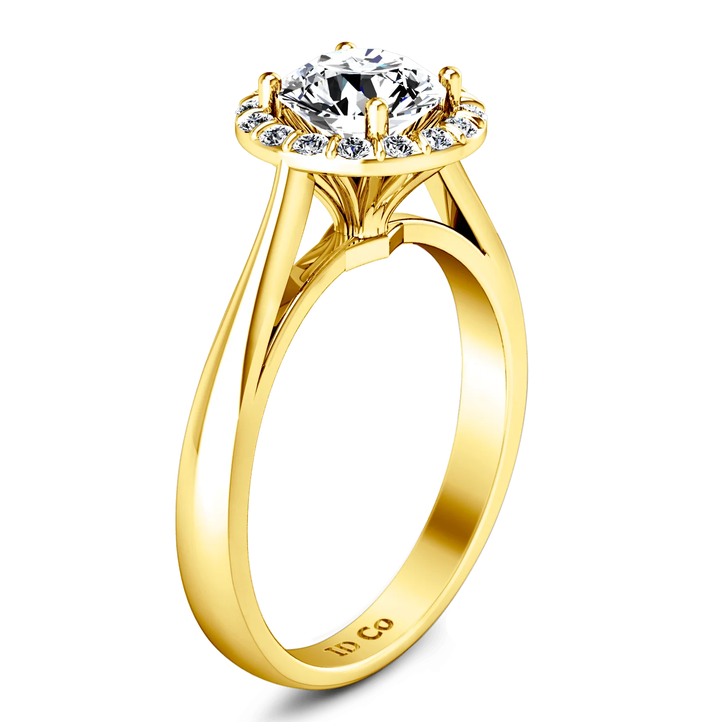 Halo Diamond Engagement Ring Soleil 14K Yellow Gold - Image 2