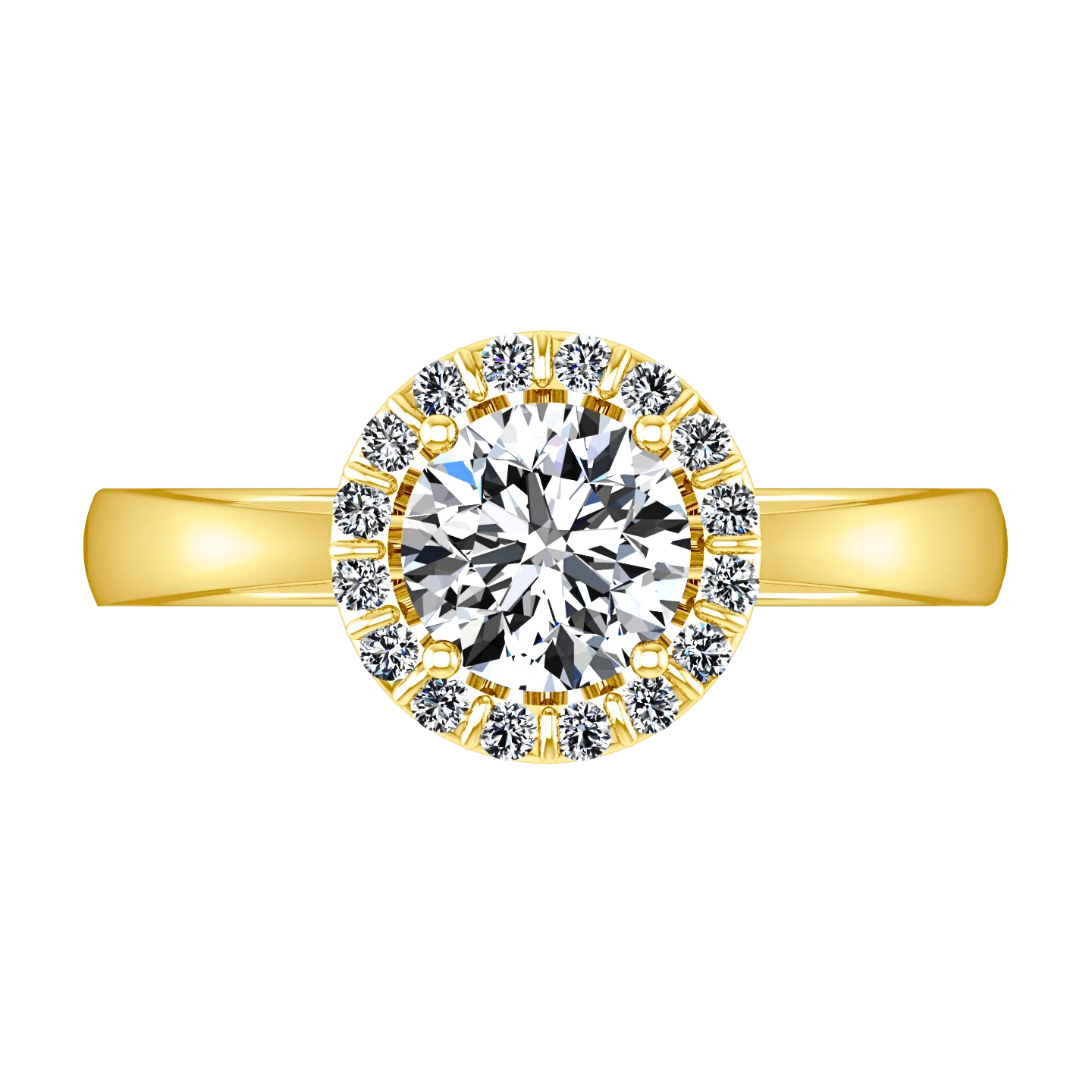 Halo Diamond Engagement Ring Soleil 14K Yellow Gold - Image 3