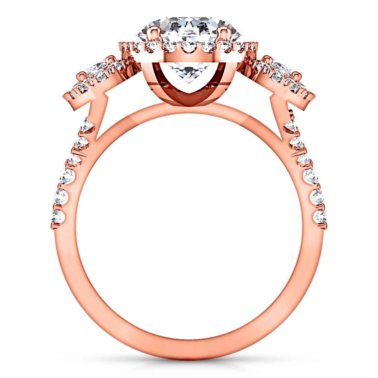Halo Diamond Engagement Ring Summer 14K Rose Gold - Image 3