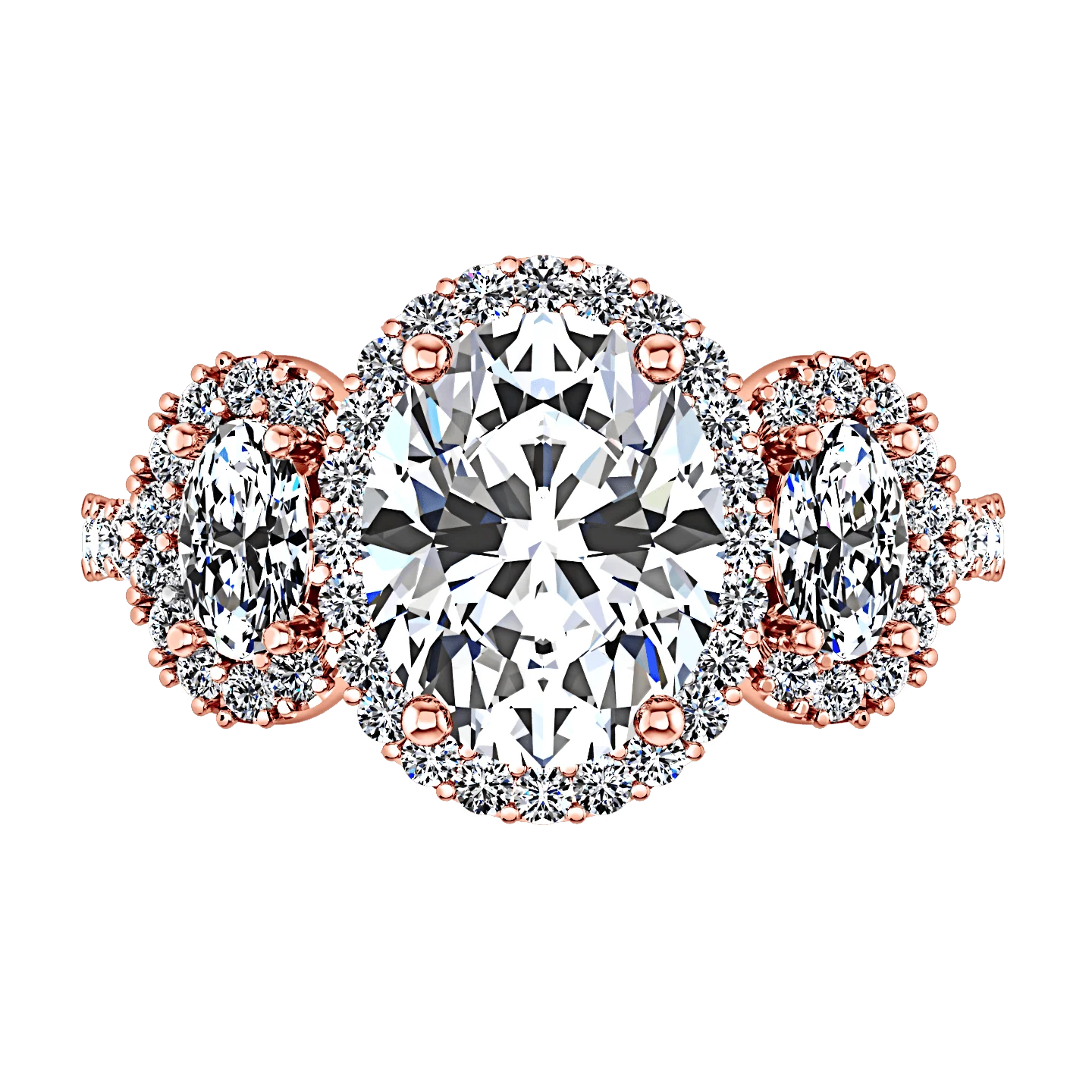 Halo Diamond Engagement Ring Summer 14K Rose Gold - Image 4