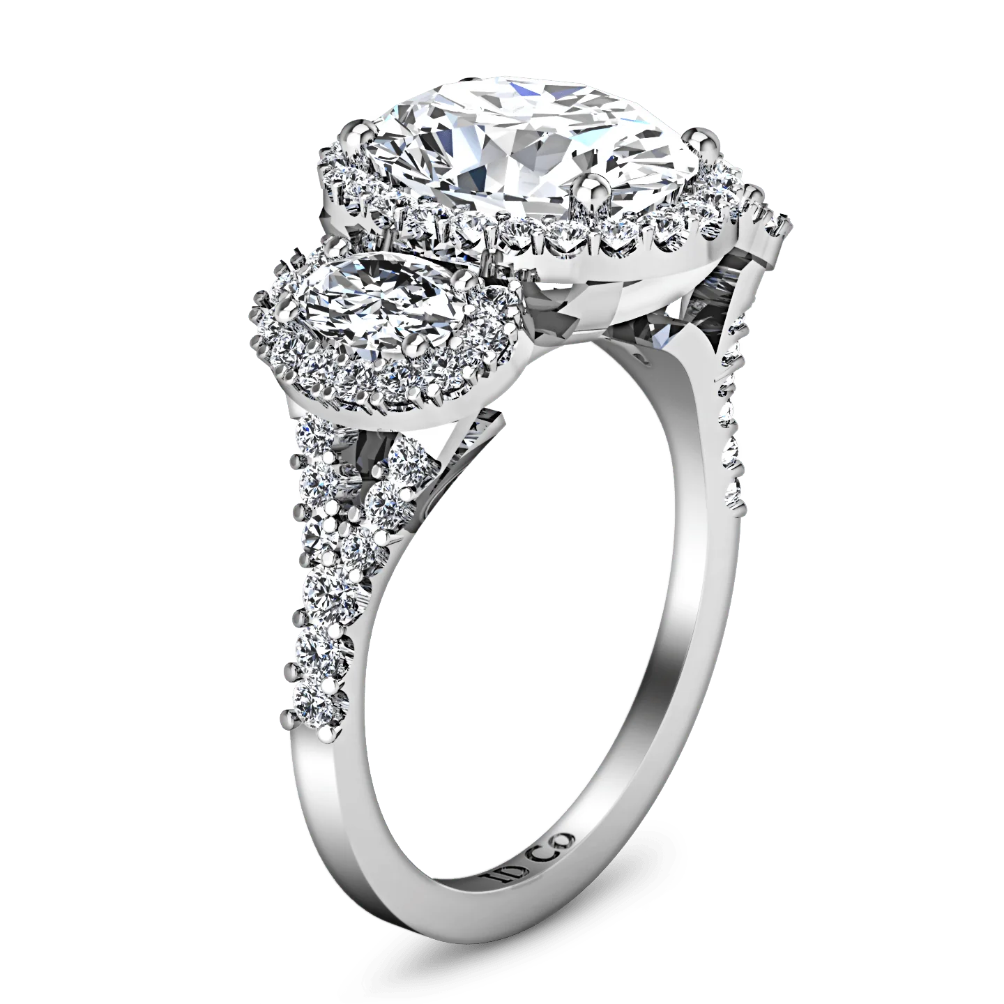 Halo Oval Diamond Engagement Ring Summer 14K White Gold - Image 2