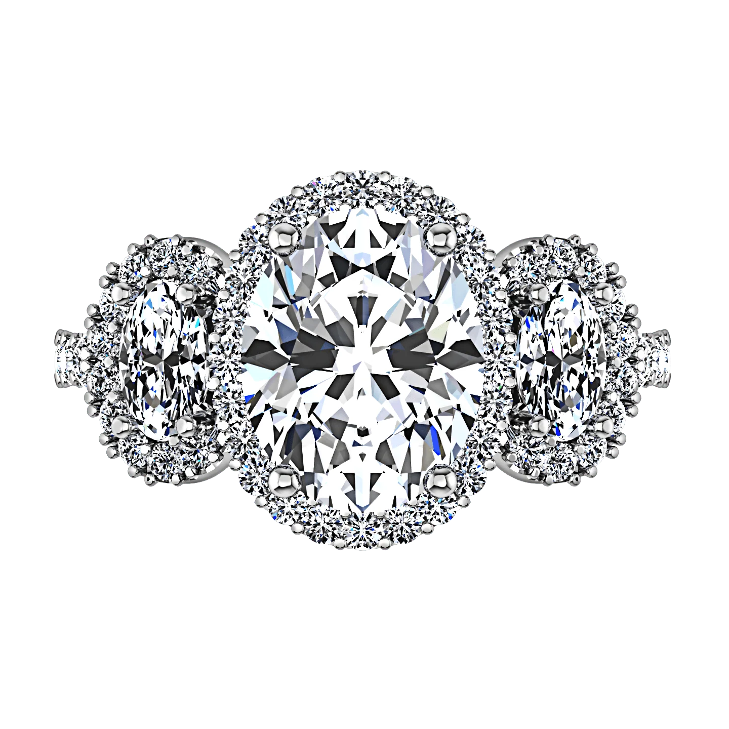 Halo Oval Diamond Engagement Ring Summer 14K White Gold - Image 4