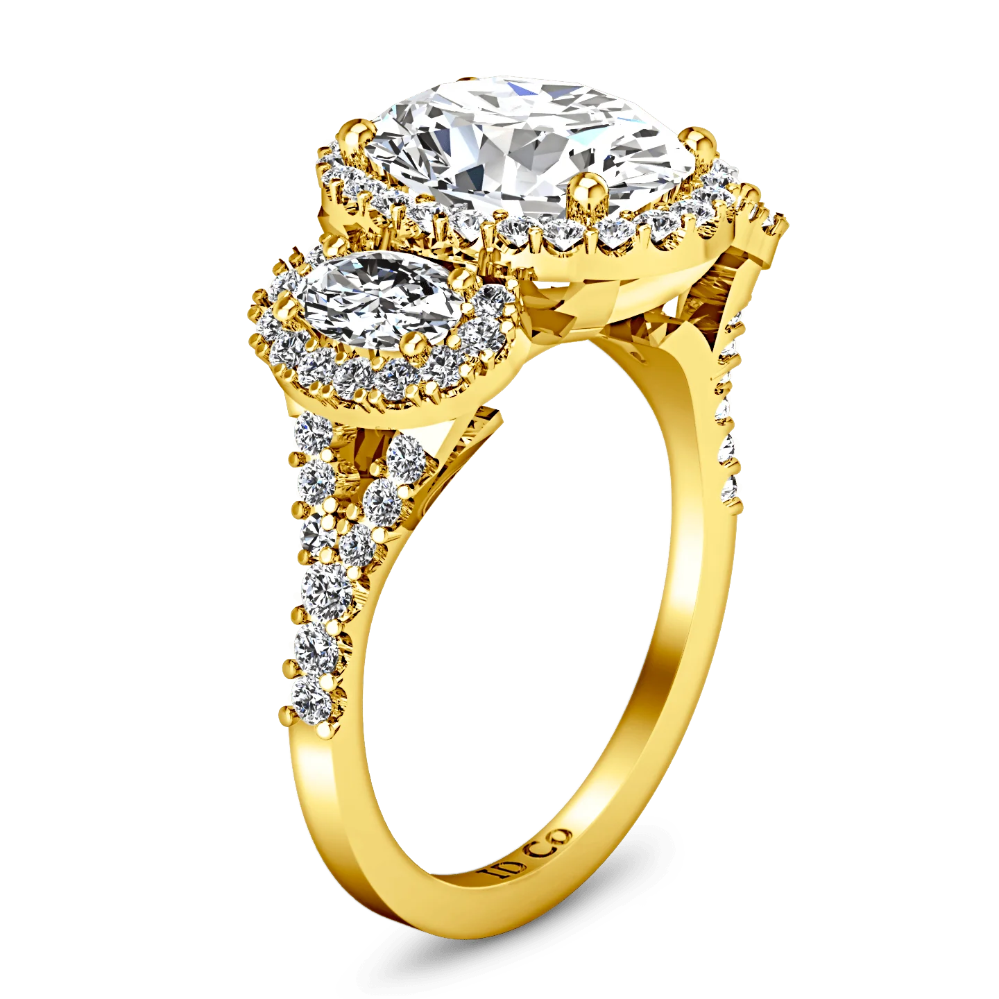 Halo Diamond Engagement Ring Summer 14K Yellow Gold - Image 2