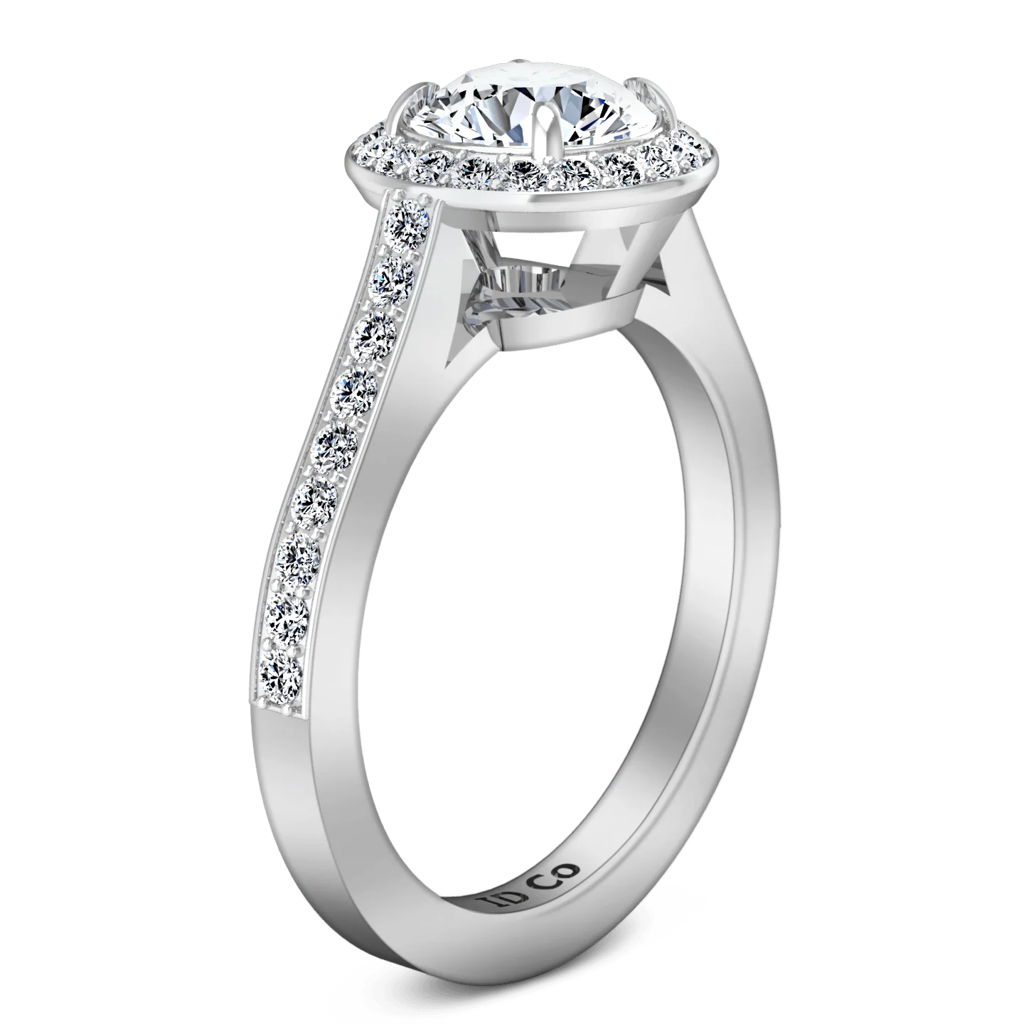Round Diamond Halo Engagement Ring Violet 14K White Gold - Image 2