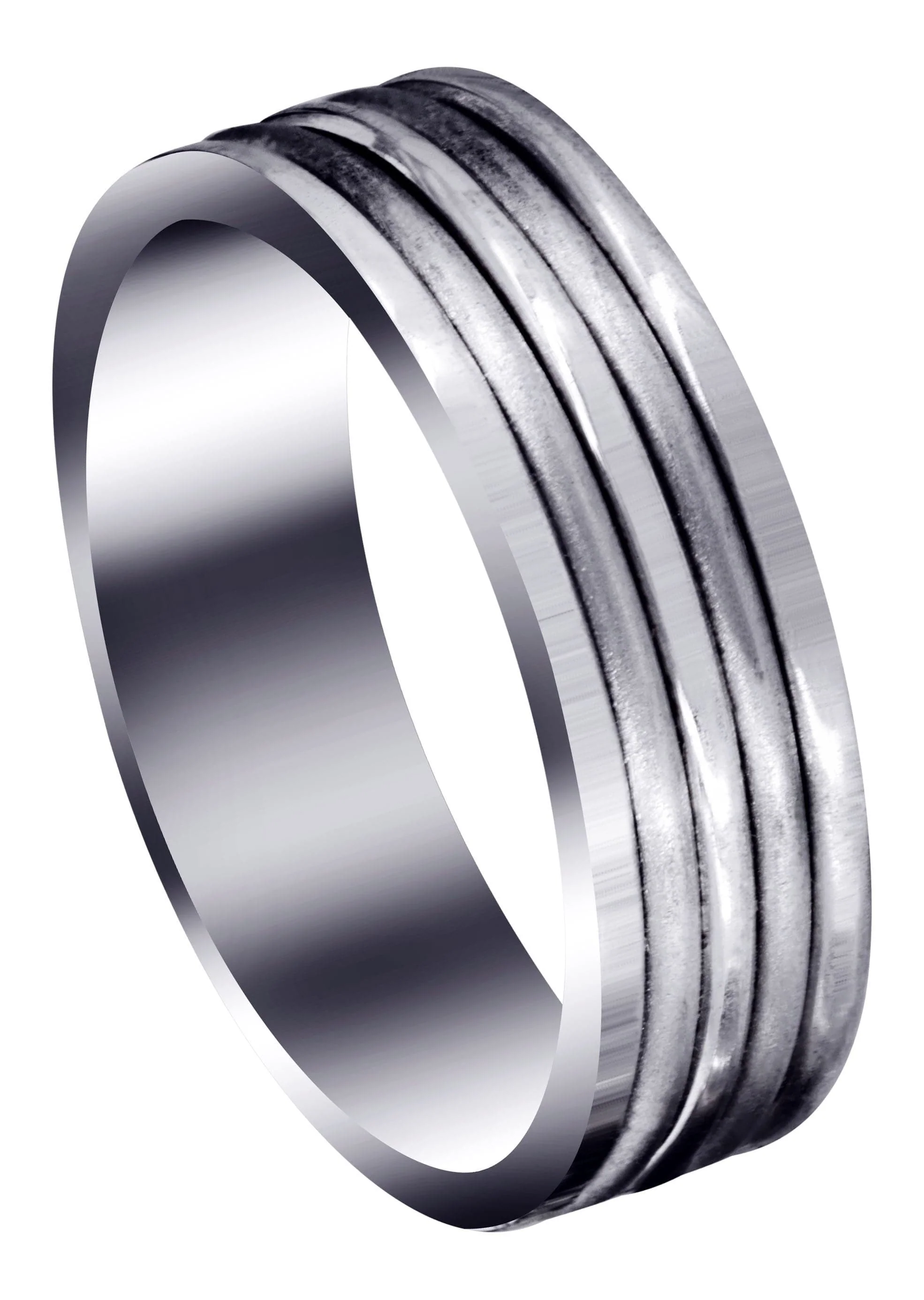 Contemporary Unique Mens Wedding Band | High Polish Finish (Ethan)