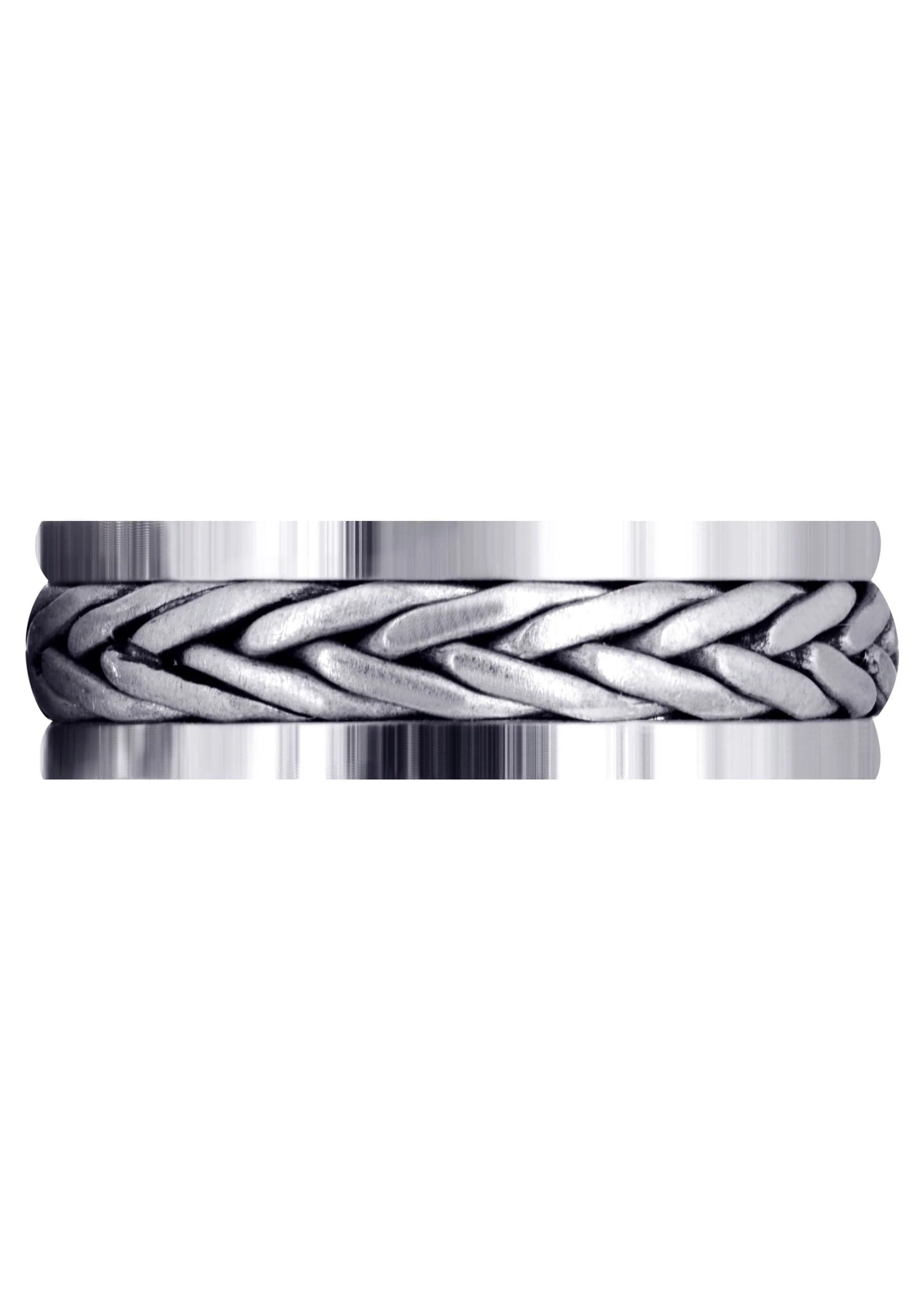 Hand Woven Mens Wedding Band | Cross Satin Finish (Weston) - Image 2