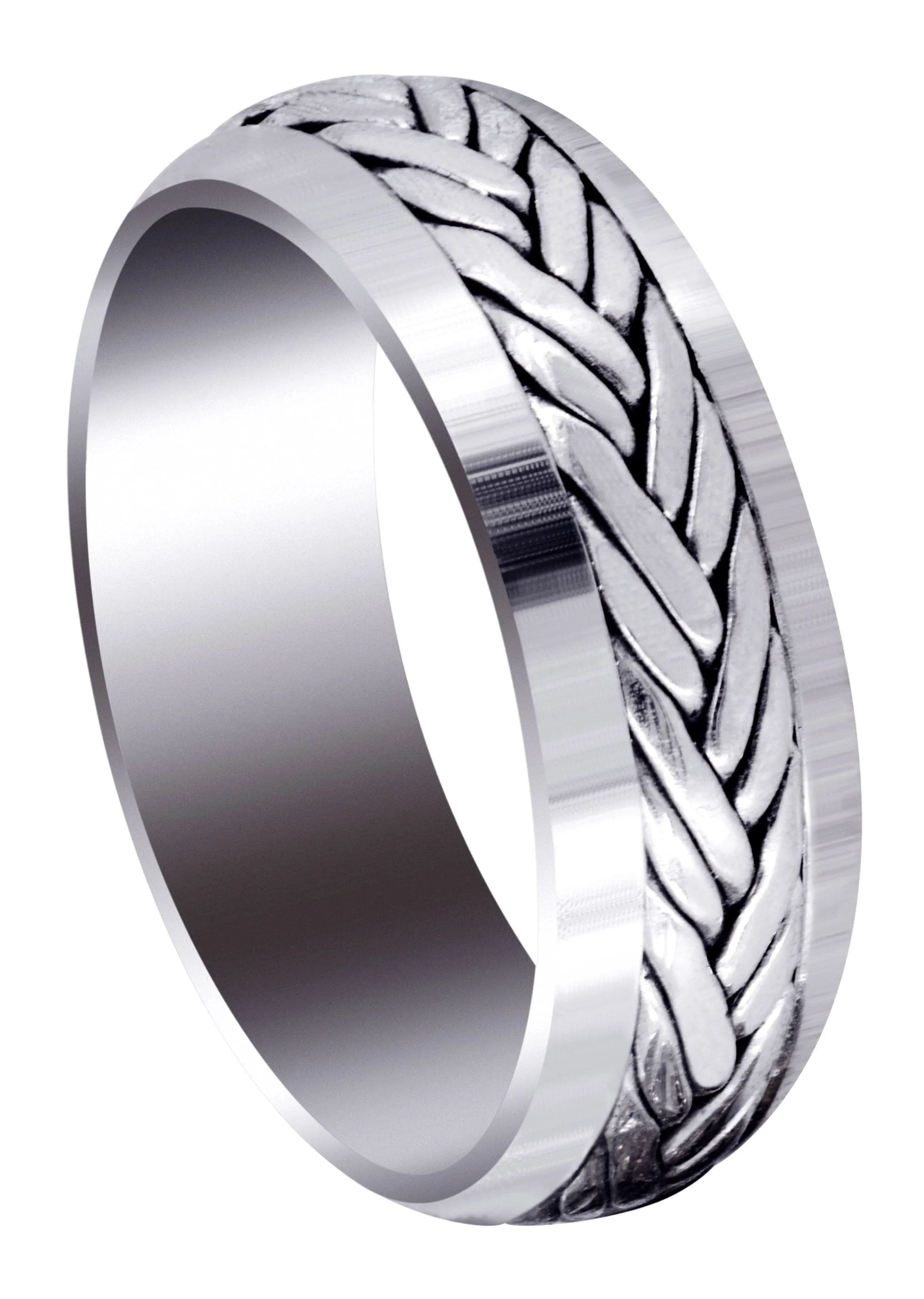 Hand Woven Mens Wedding Band | High Polish Finish (Ryker)