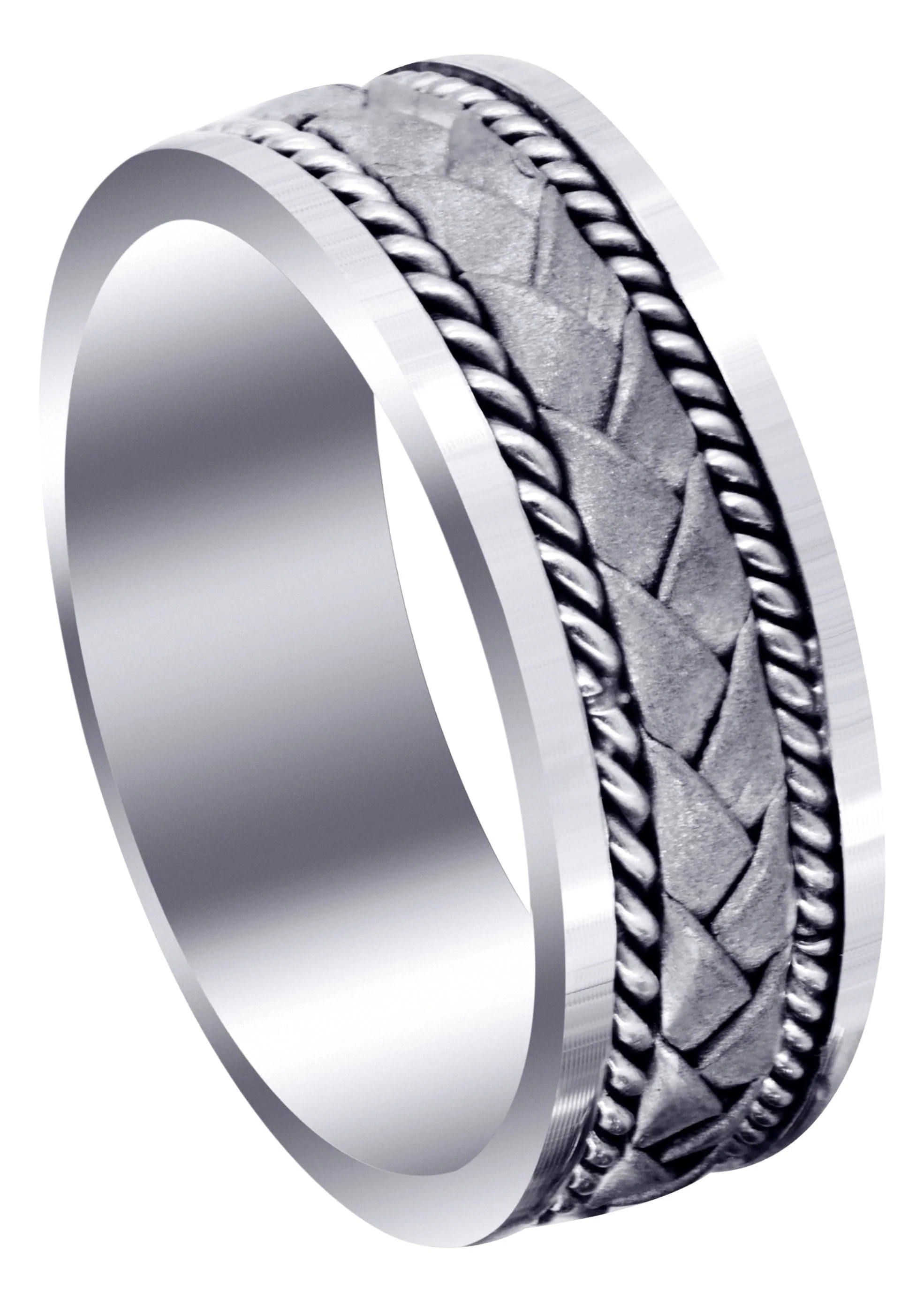 Hand Woven Mens Wedding Band | Sand Blast Finish (Jeremy)