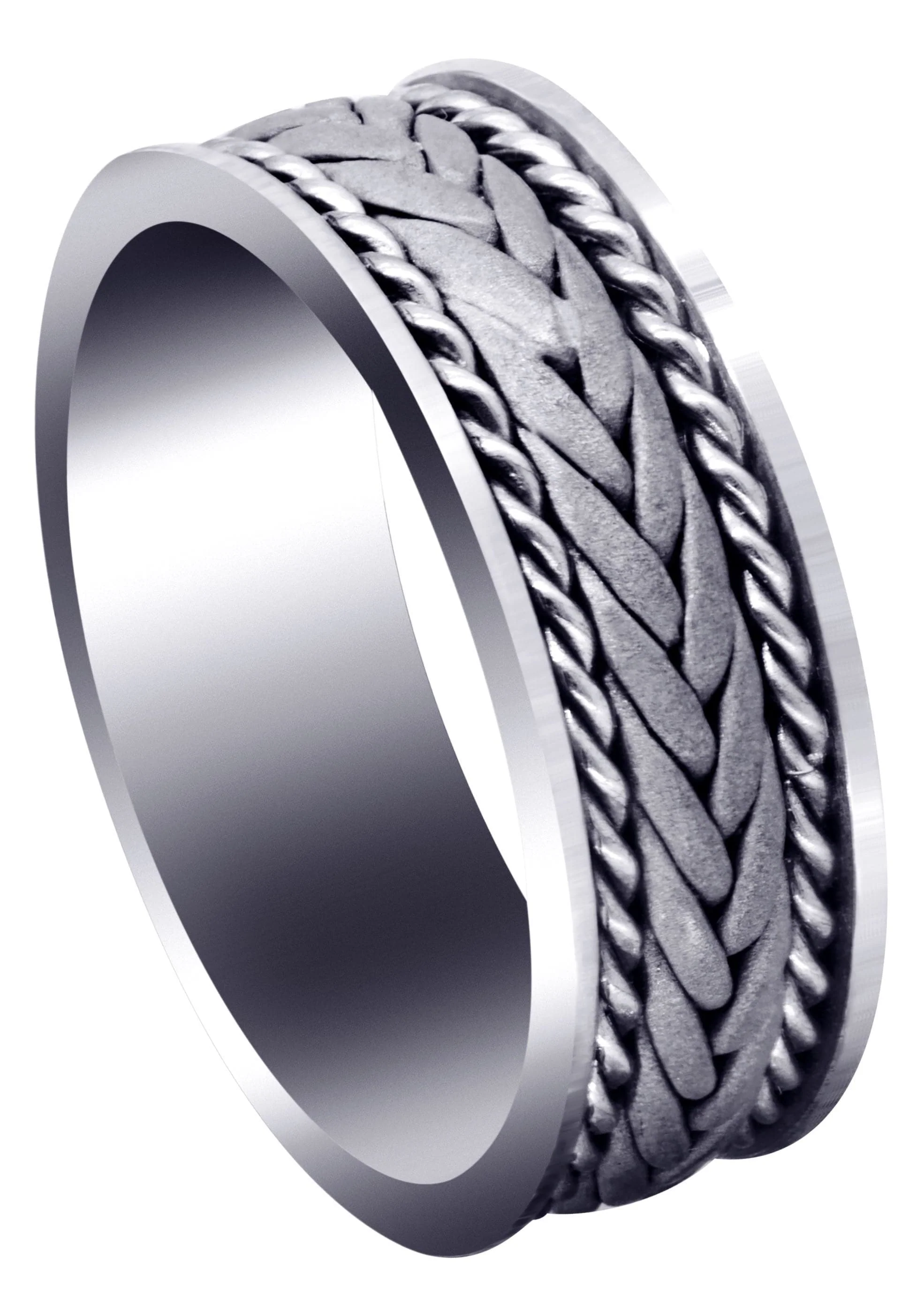 Hand Woven Unique Mens Wedding Band | Sand Blast Finish (Calvin)